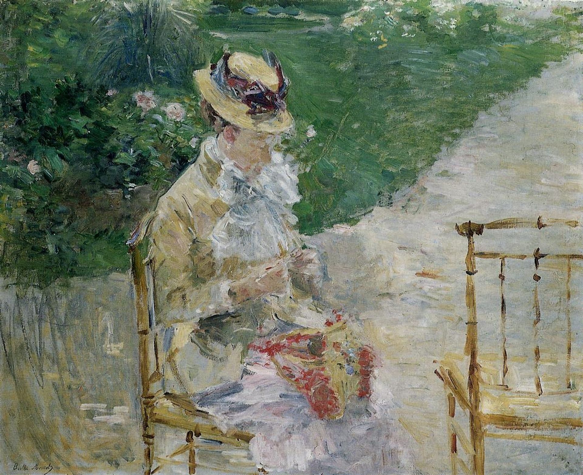 Young Woman Sewing in the Garden by Berthe Morisot