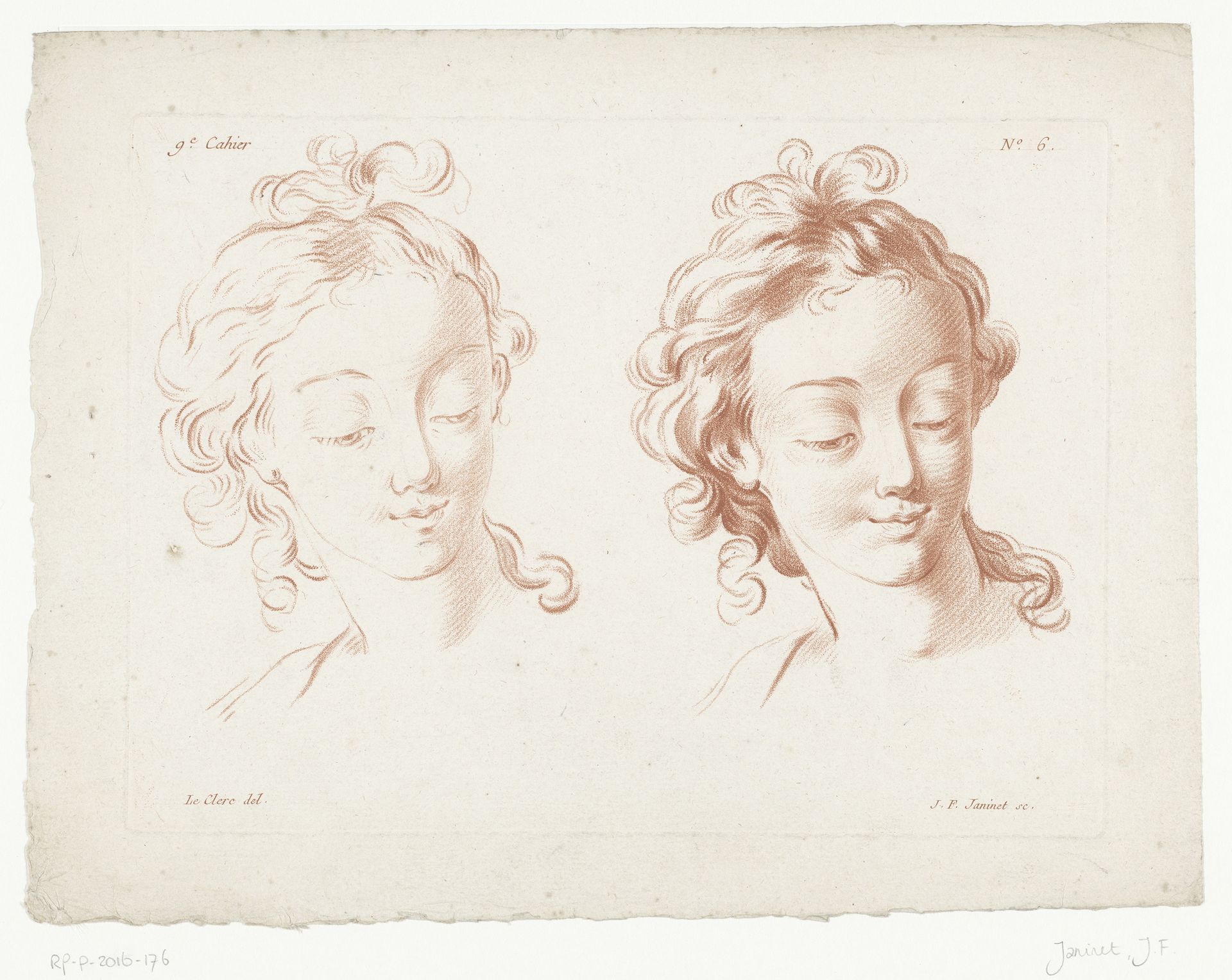 Twee vrouwenhoofden by Jean François Janinet