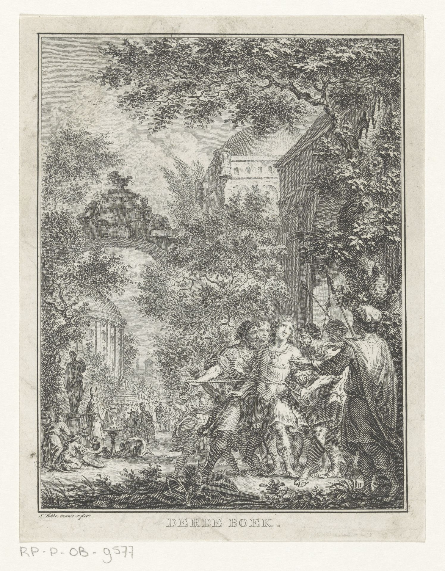 David gevangen door soldaten van koning Saul by Simon Fokke