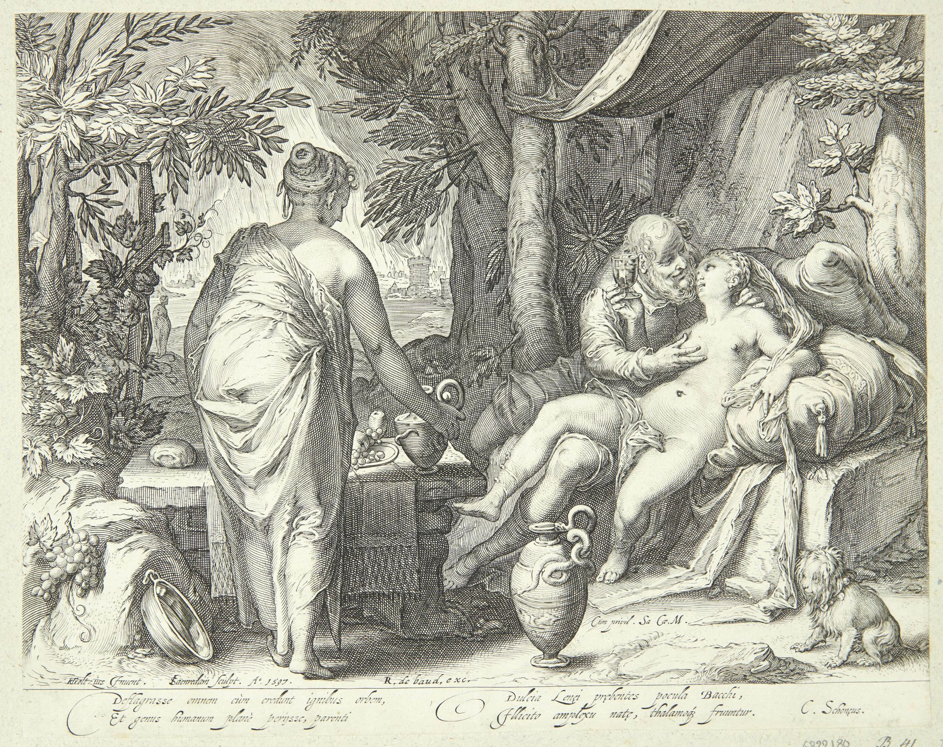 Lot og hans døtre by Jan Saenredam