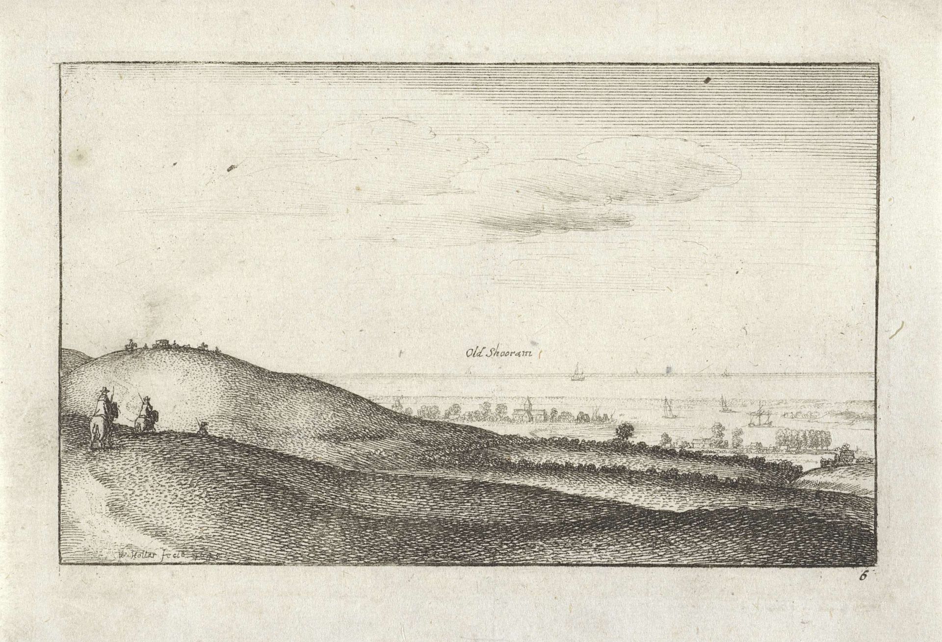 Landschap met gezicht op Shoreham by Wenceslaus Hollar