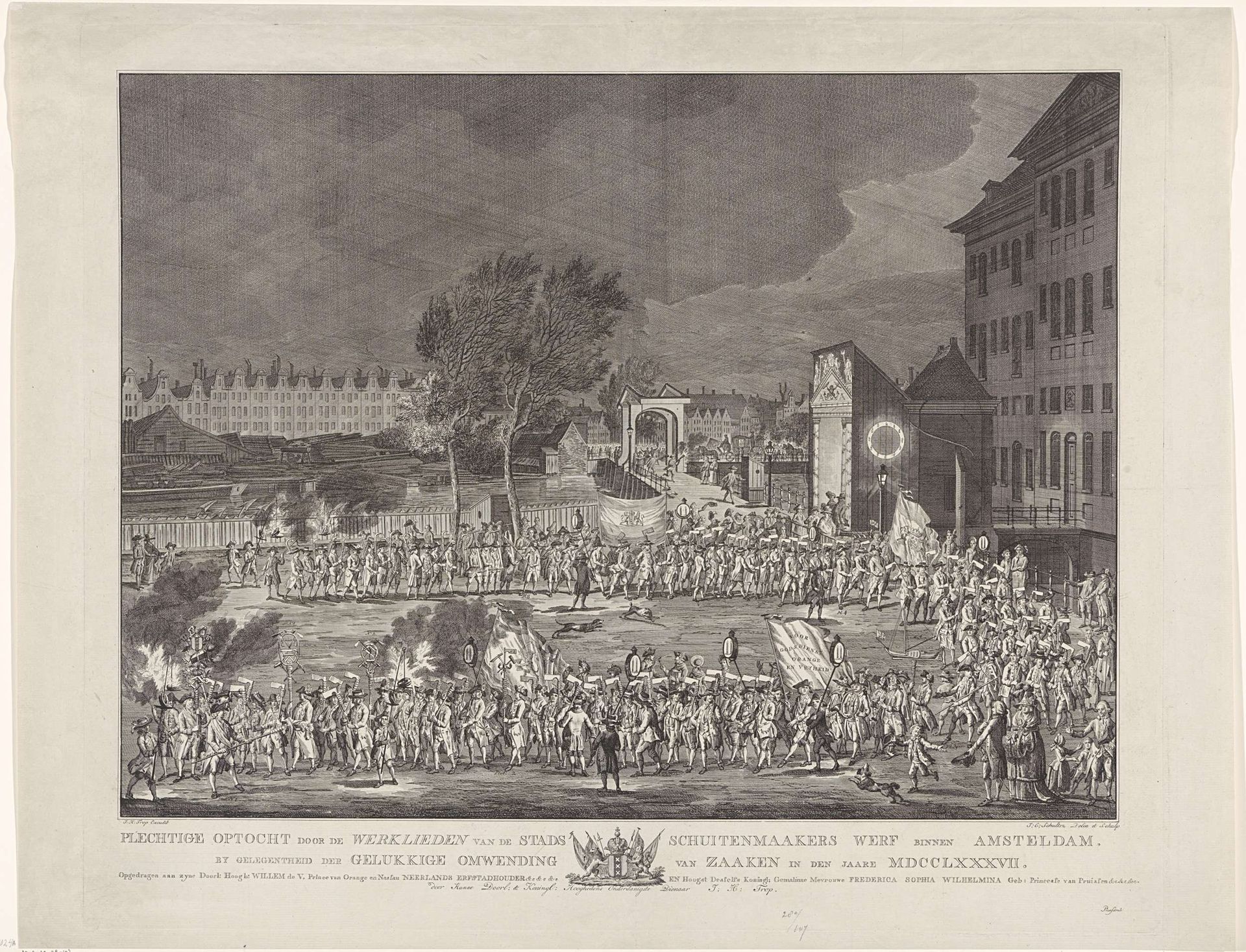 Optocht van de werklieden van de werf van de Oost-Indische Compagnie, 1787 by Johan Christoffel Schultz