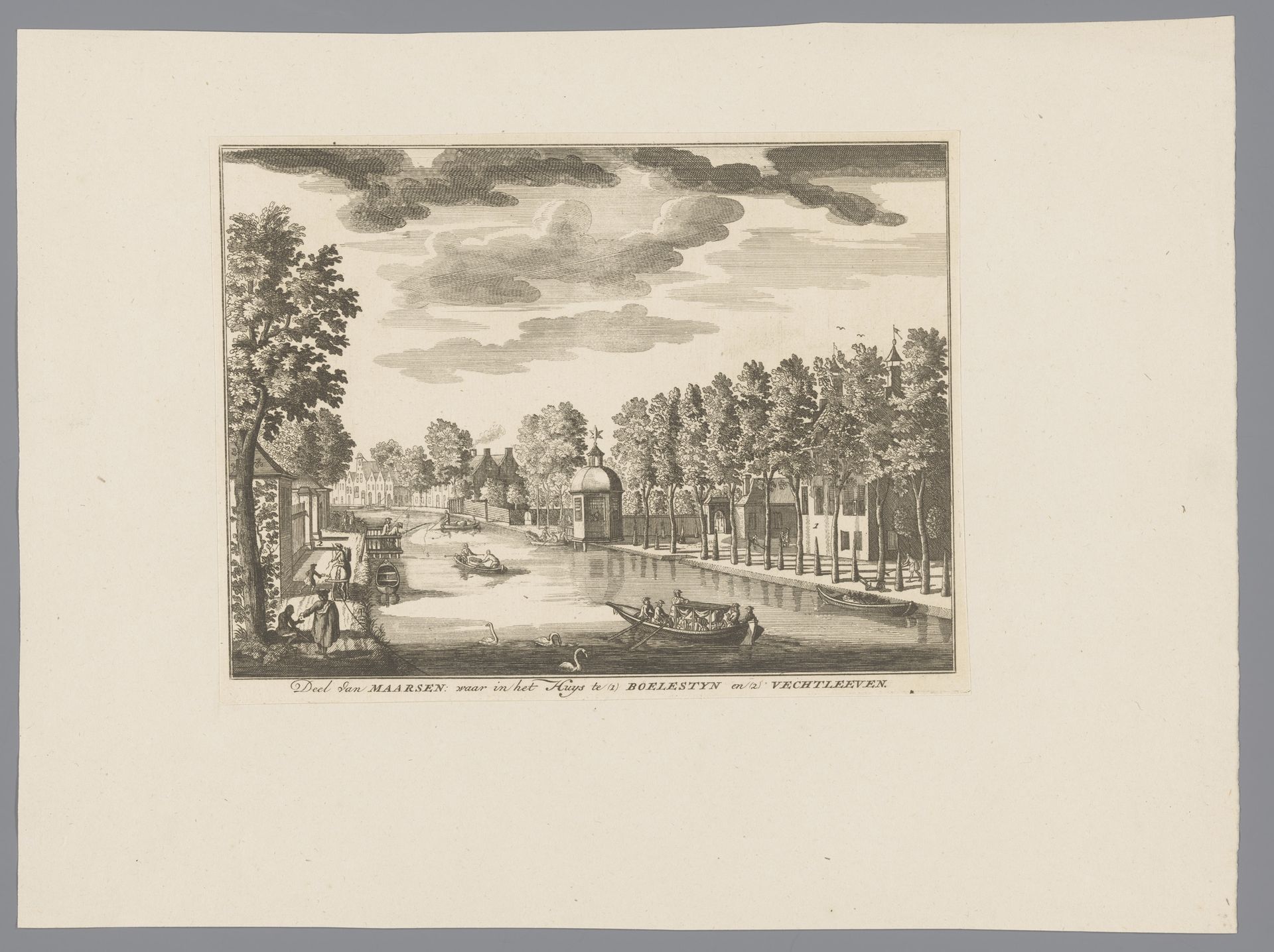 Gezicht op Maarssen met huis Bolenstein en Vechtleven by Anonymous