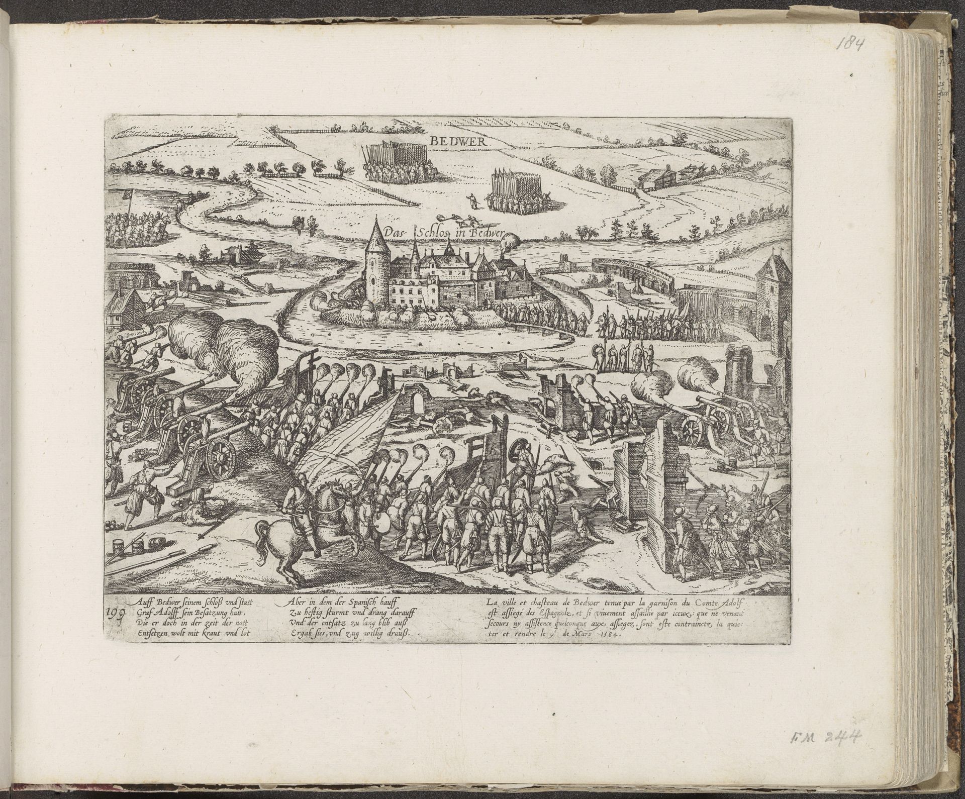 Overgave van Schloß Bedburg door graaf Adolf, 1584 by Frans Hogenberg