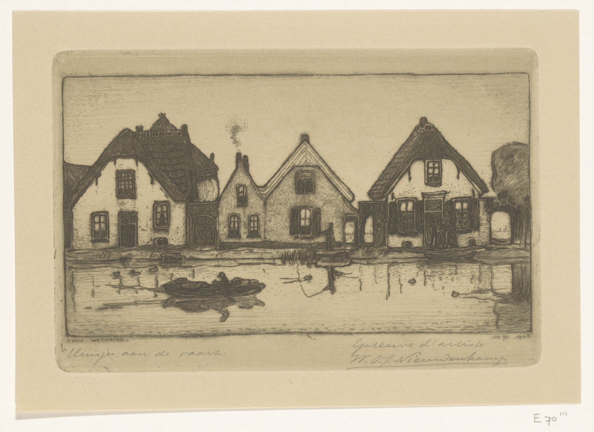 Huizen aan het water in Oude Wetering by Wijnand Otto Jan Nieuwenkamp