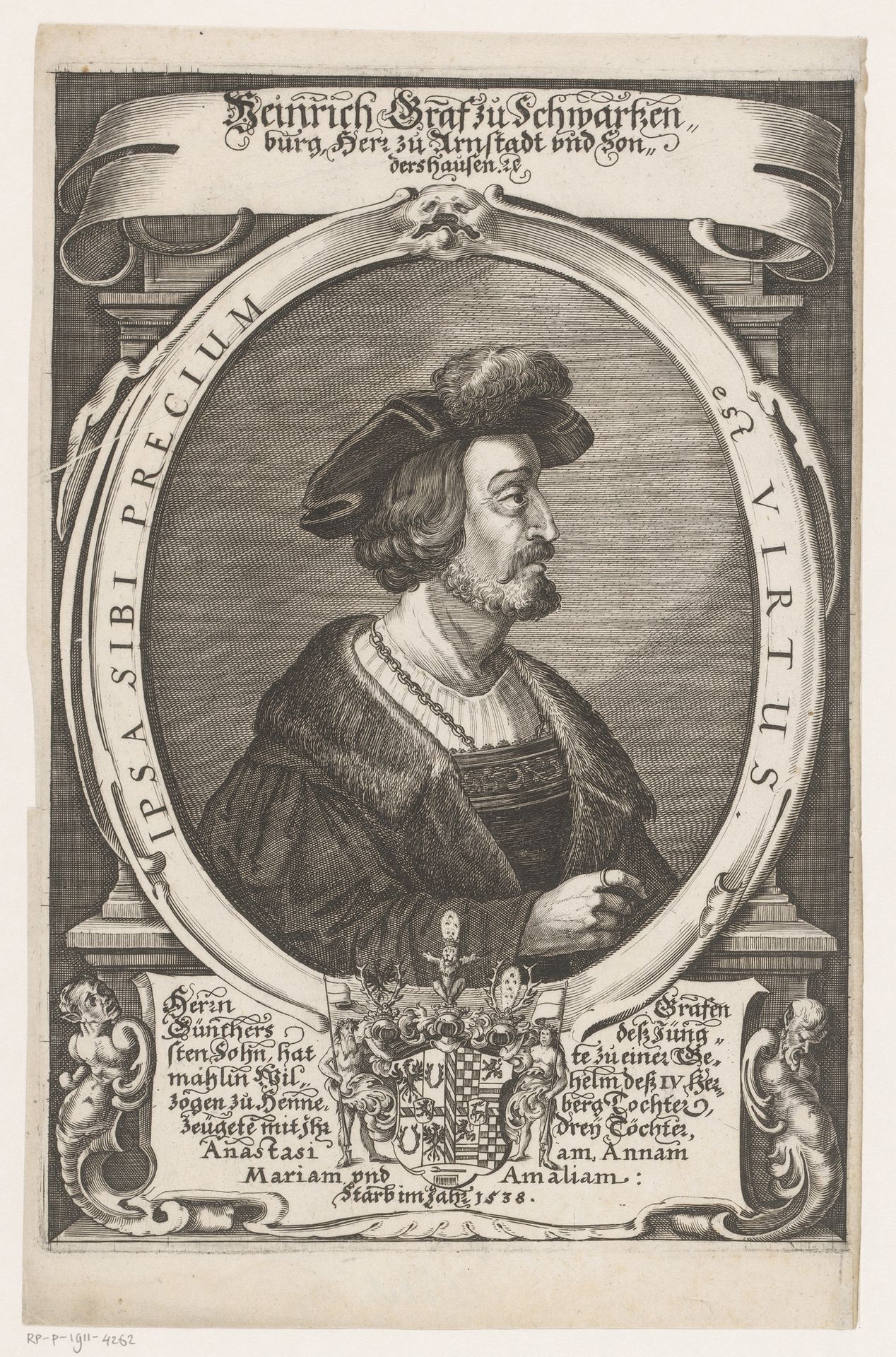 Portret van Heinrich XXIII, Graf von Schwarzburg-Rudolstadt by Peter Troschel