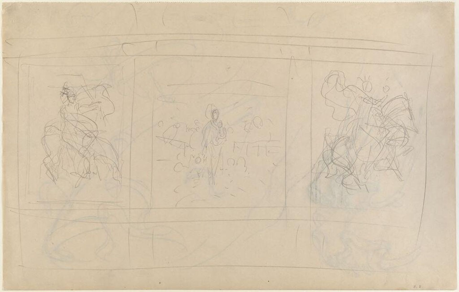 Study for East Wall ("Synagogue," "Sermon on the Mount," and "Church"), Boston Public Library; verso: Drapery Study for "Heaven," Boston Public Library by John Singer Sargent