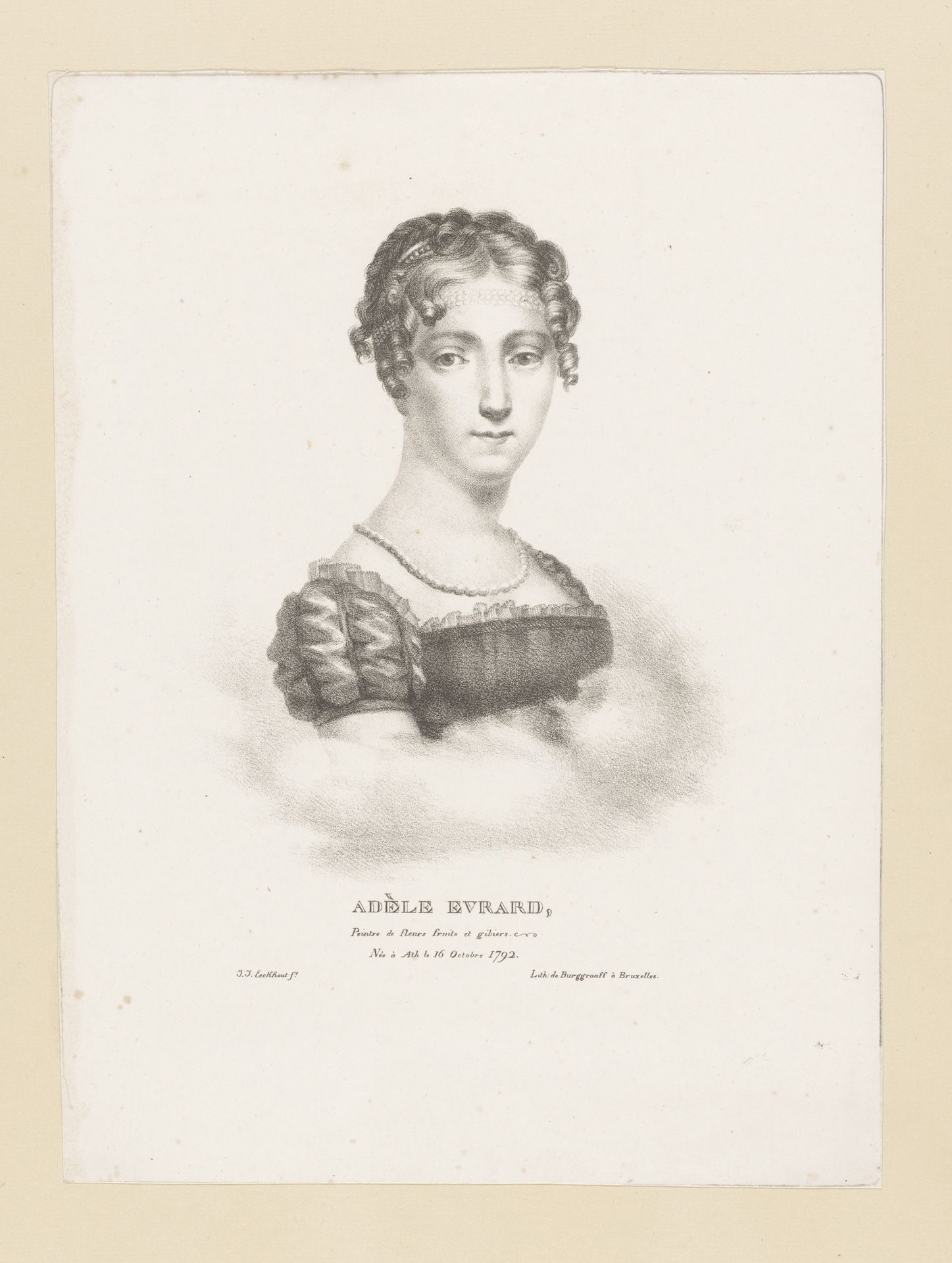 Portret van Adèle Agnès Evrard by Guillaume Philidor Van den Burggraaff