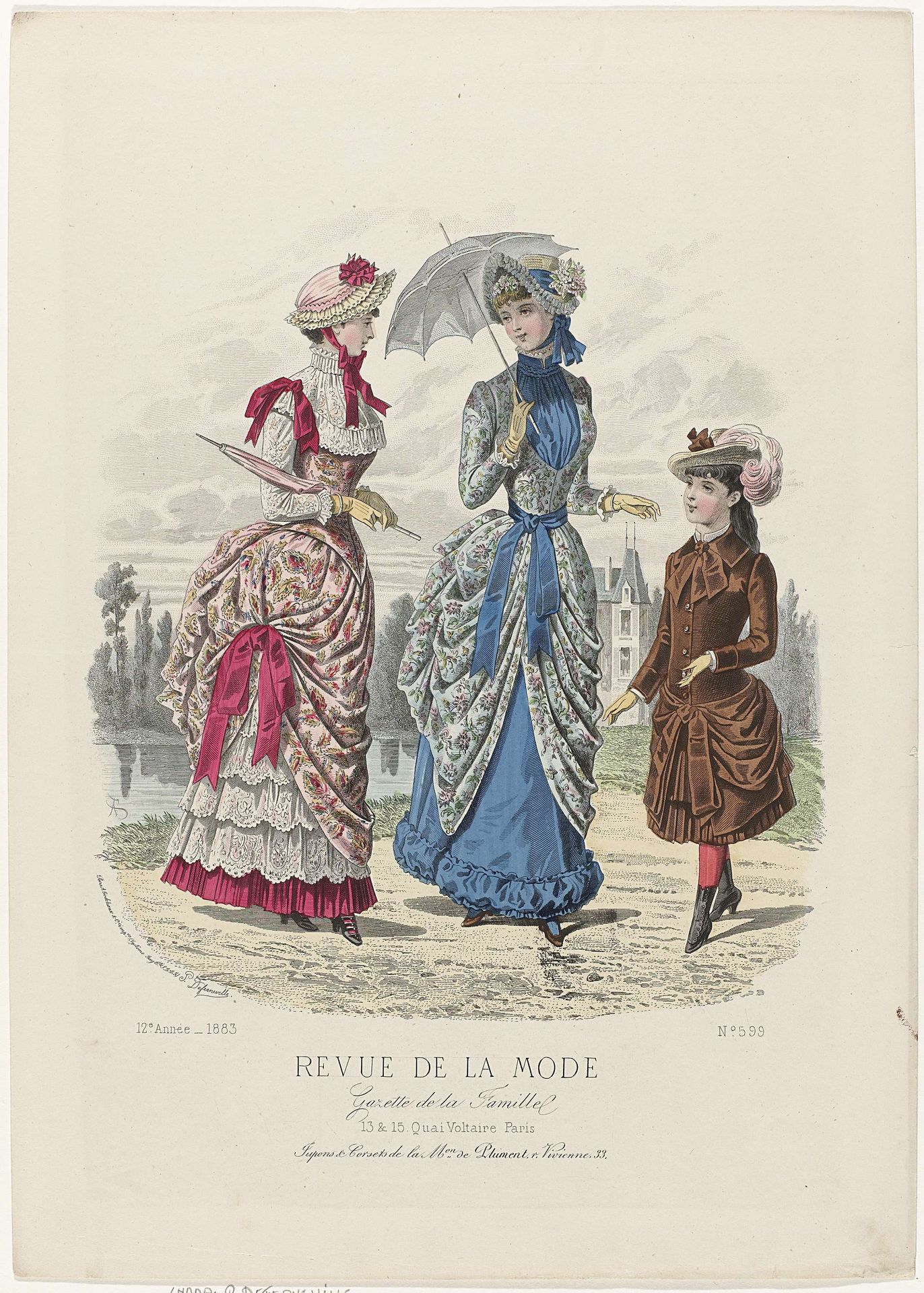 Revue de la Mode, Gazette de la Famille, dimanche 24 juin 1883, 12e annee, No. 599: Jupons & Corsets (...) by P. Deferneville