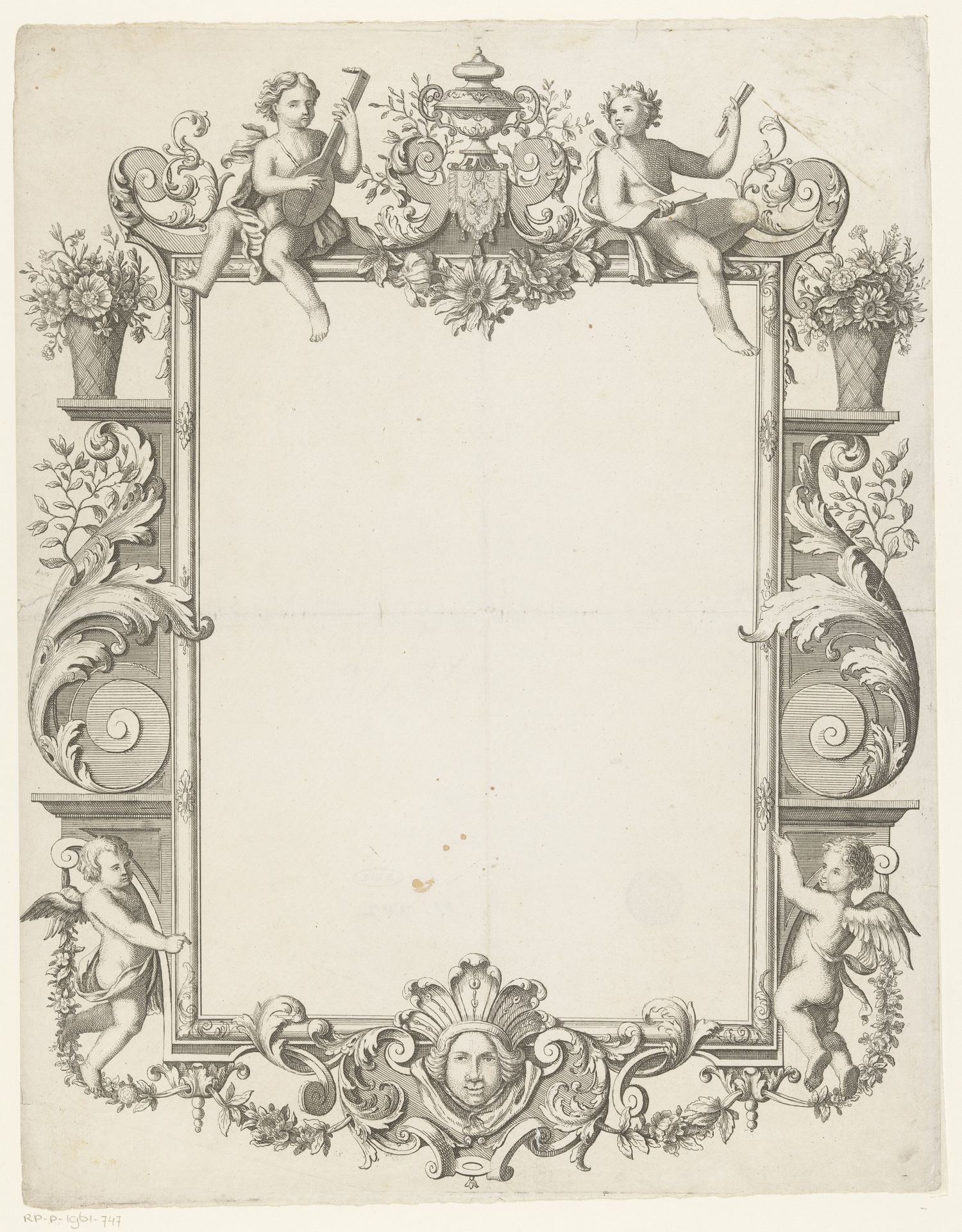Omlijsting met putti by Gerrit Visscher