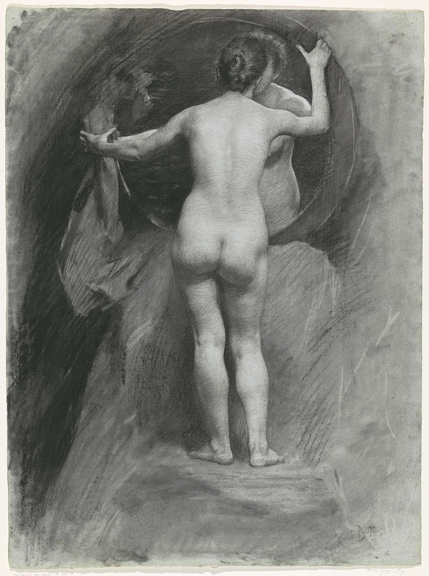 Vrouwelijk naakt, staand voor een spiegel by Pieter de Josselin de Jong