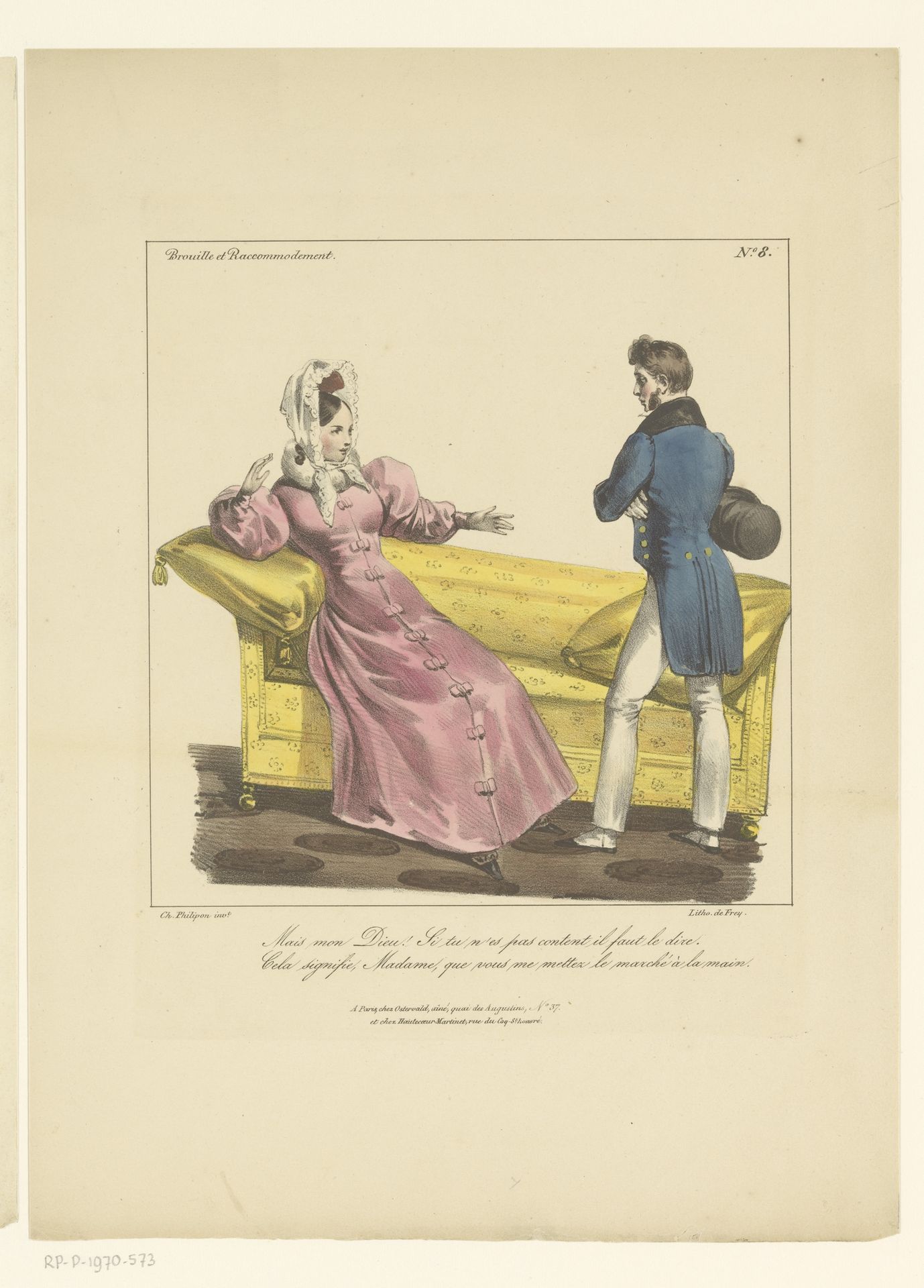 Man en vrouw hebben ruzie by Charles Philipon