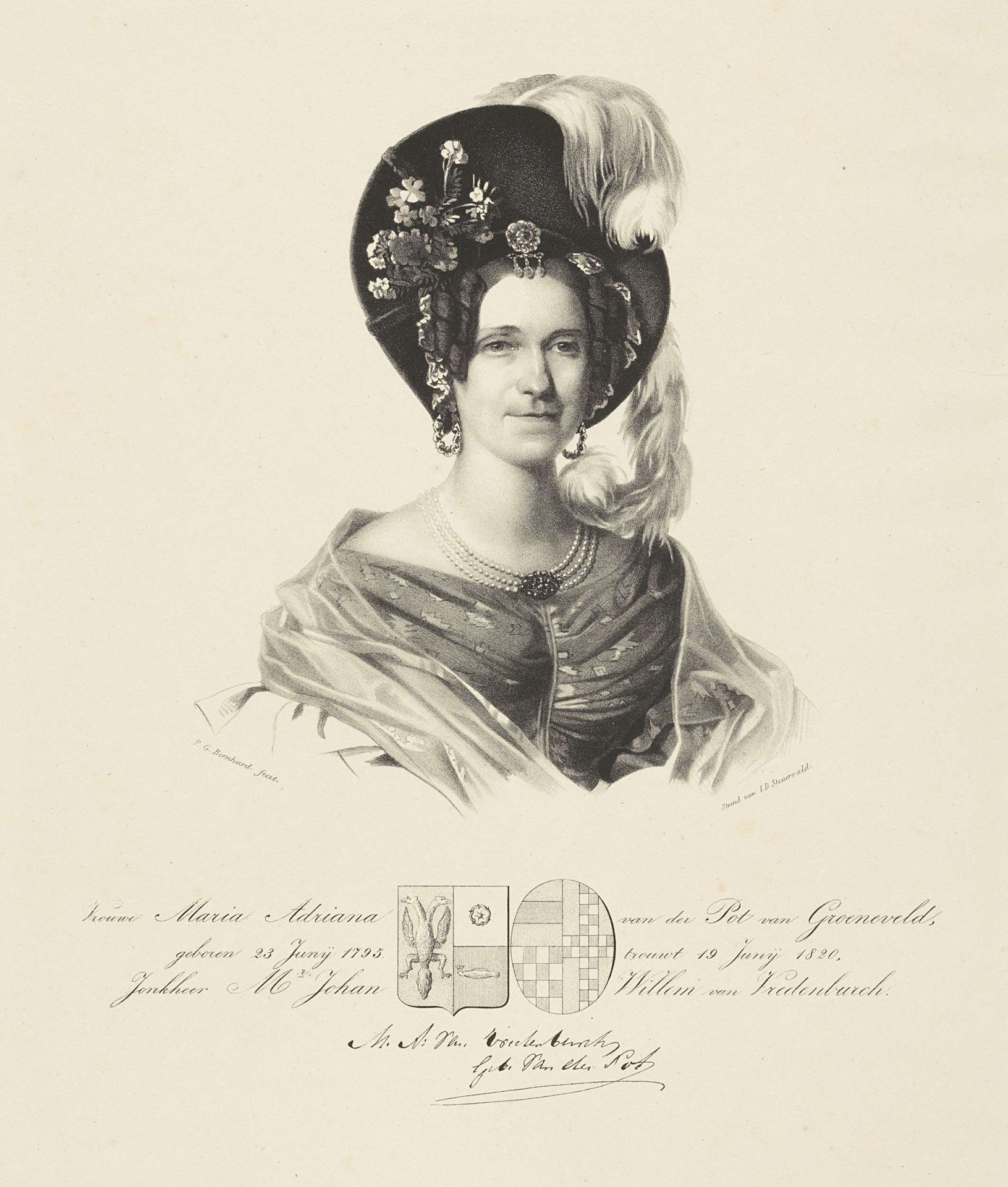 Portret van Maria Adriana van der Pot van Groeneveld by Pieter Gerardus Bernhard