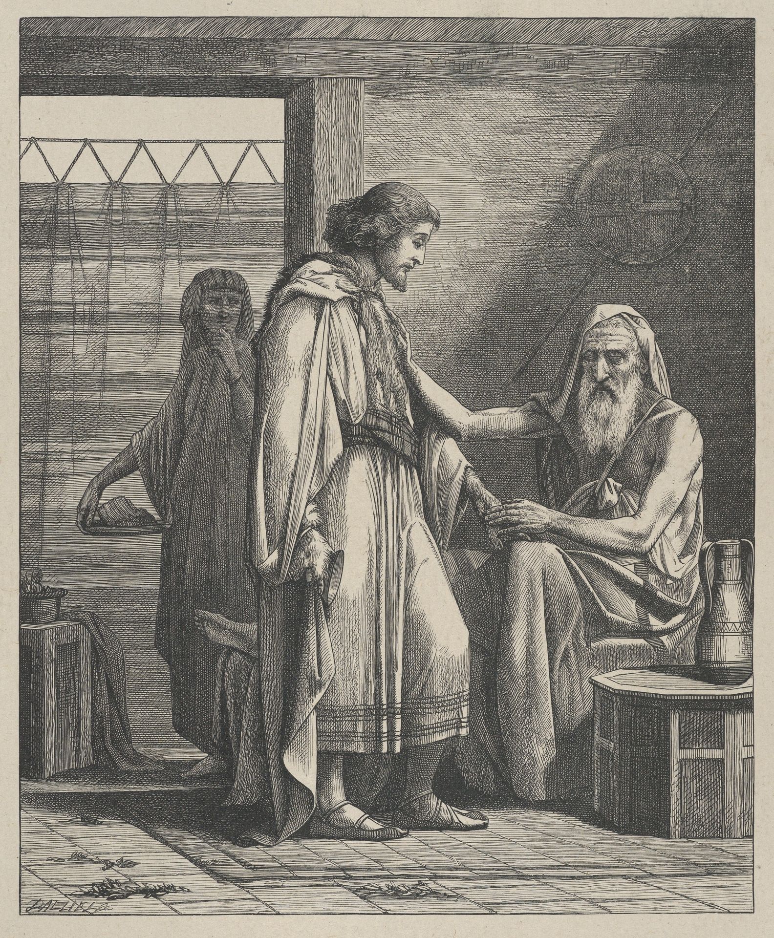Isaac Blessing Jacob, from "Dalziels' Bible Gallery" by Edward Armitage