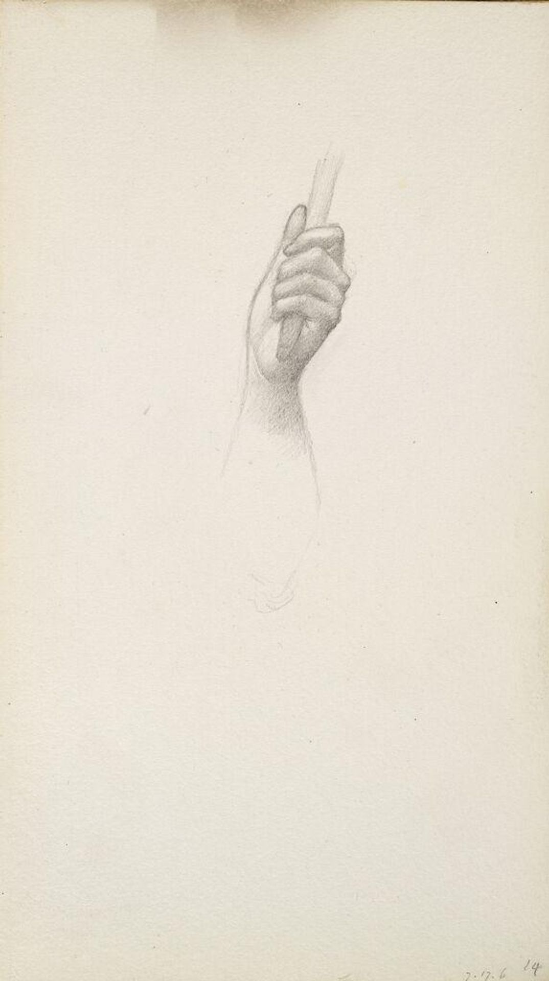 Hand Holding a Distaff, for "The Hours"; verso: blank by Edward Burne-Jones