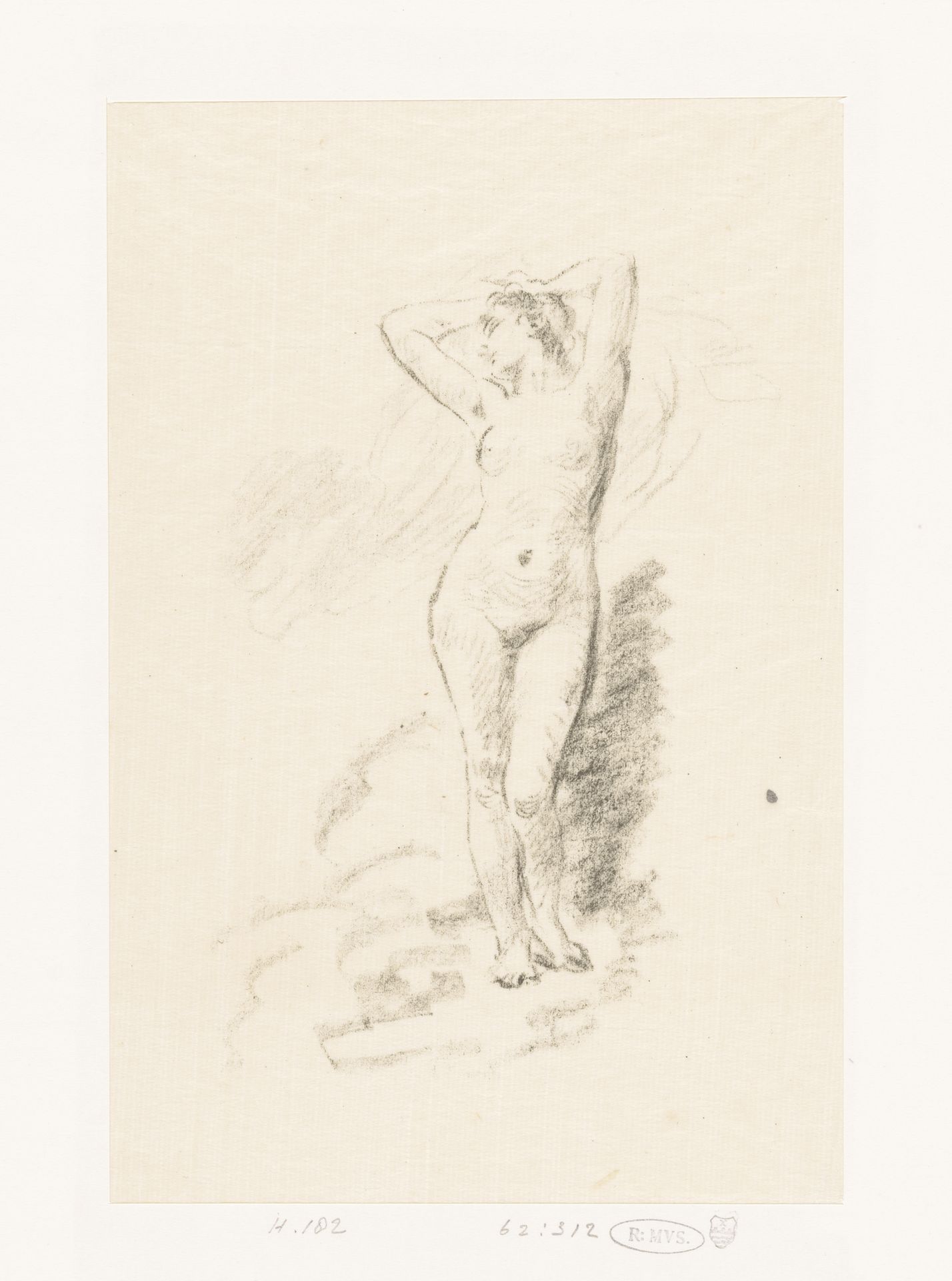 Studie van een staande naakte vrouw by Henri Fantin-Latour