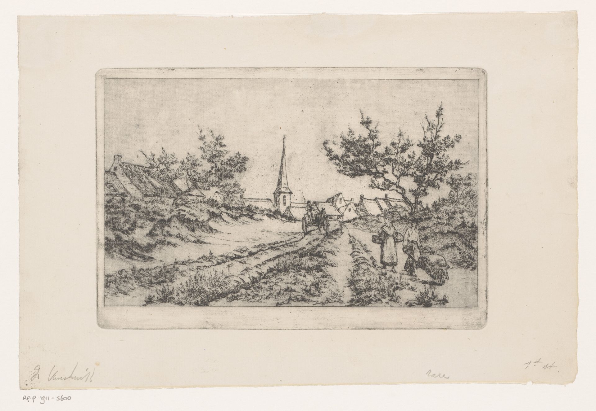 Dorpsgezicht met landweg in de Kempen by Frans Van Kuyck