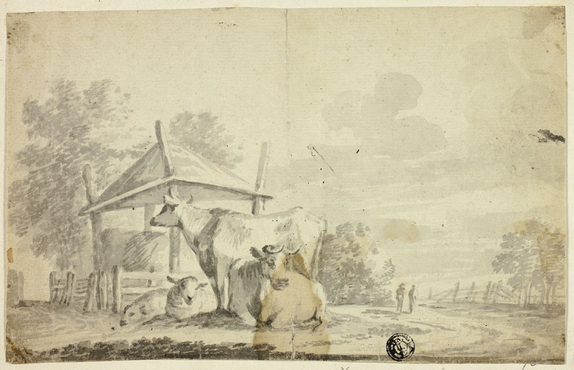 Cows and Sheep at Cow Shed by Anonymous