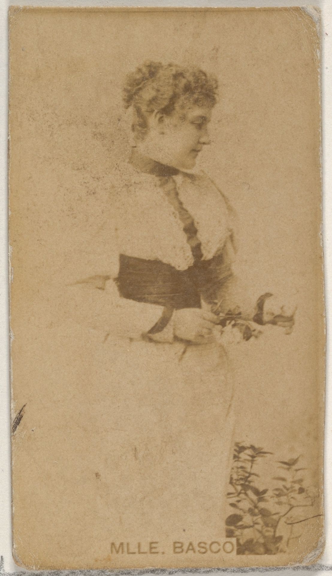 Mlle. Basco, from the Actors and Actresses series (N45, Type 8) for Virginia Brights Cigarettes by Allen & Ginter