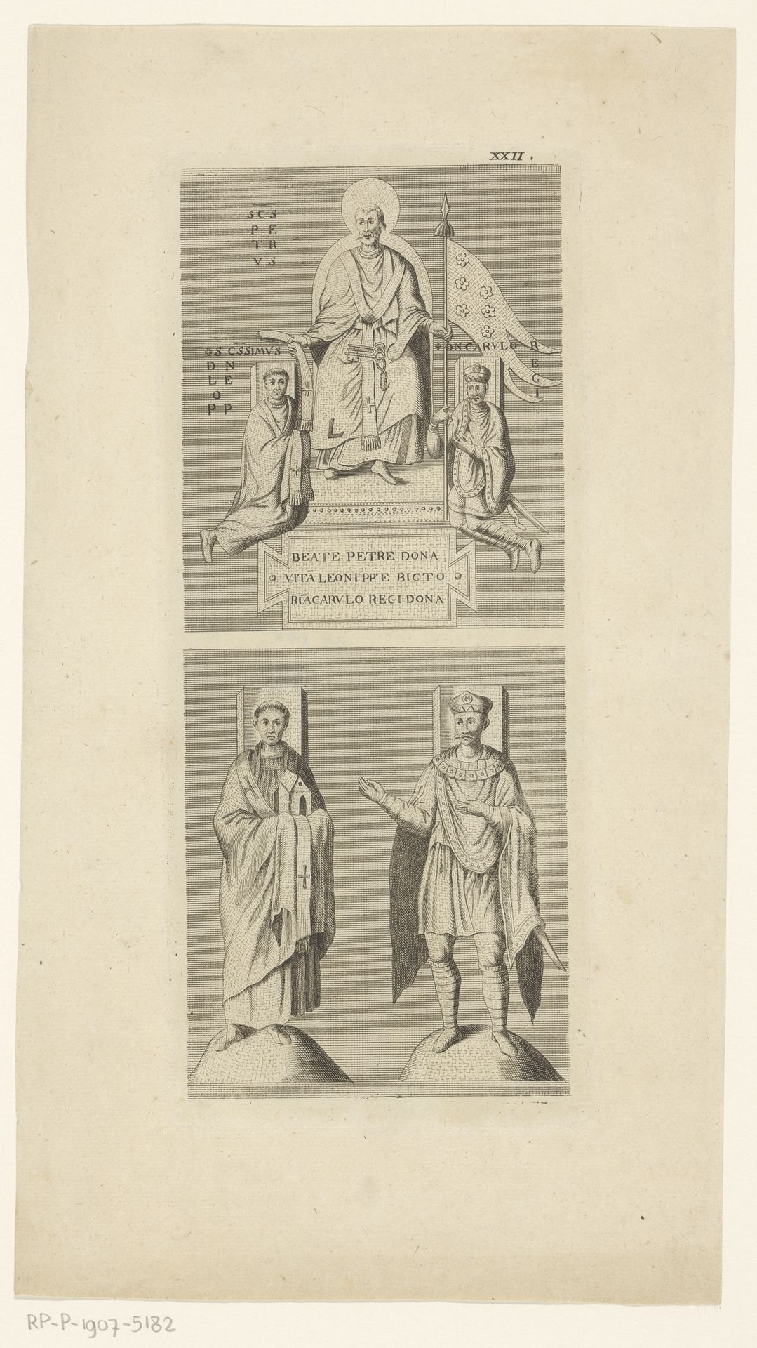 Twee scènes met keizer Karel de Grote en paus Leo III by Dominique Sornique