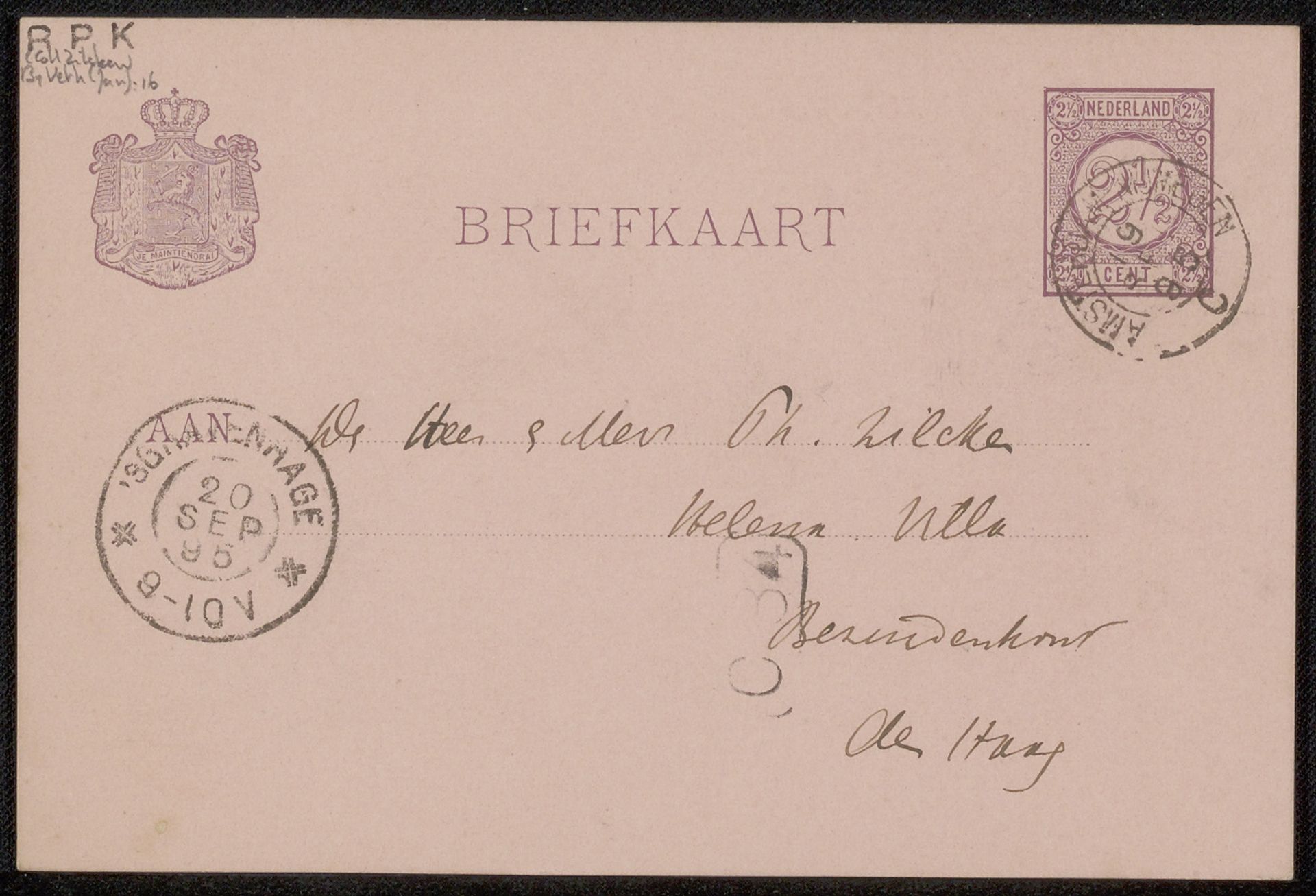 Briefkaart aan Philip Zilcken by Jan Veth