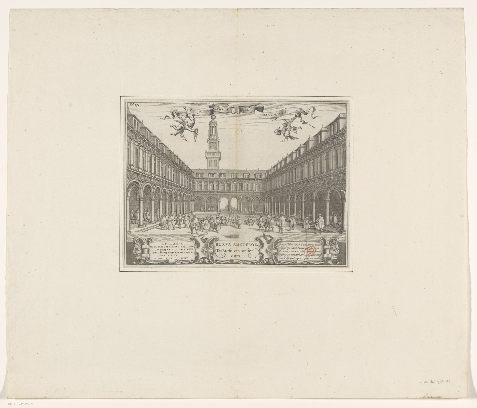 Gezicht op de binnenplaats van de Beurs van Hendrik de Keyser by Anonymous