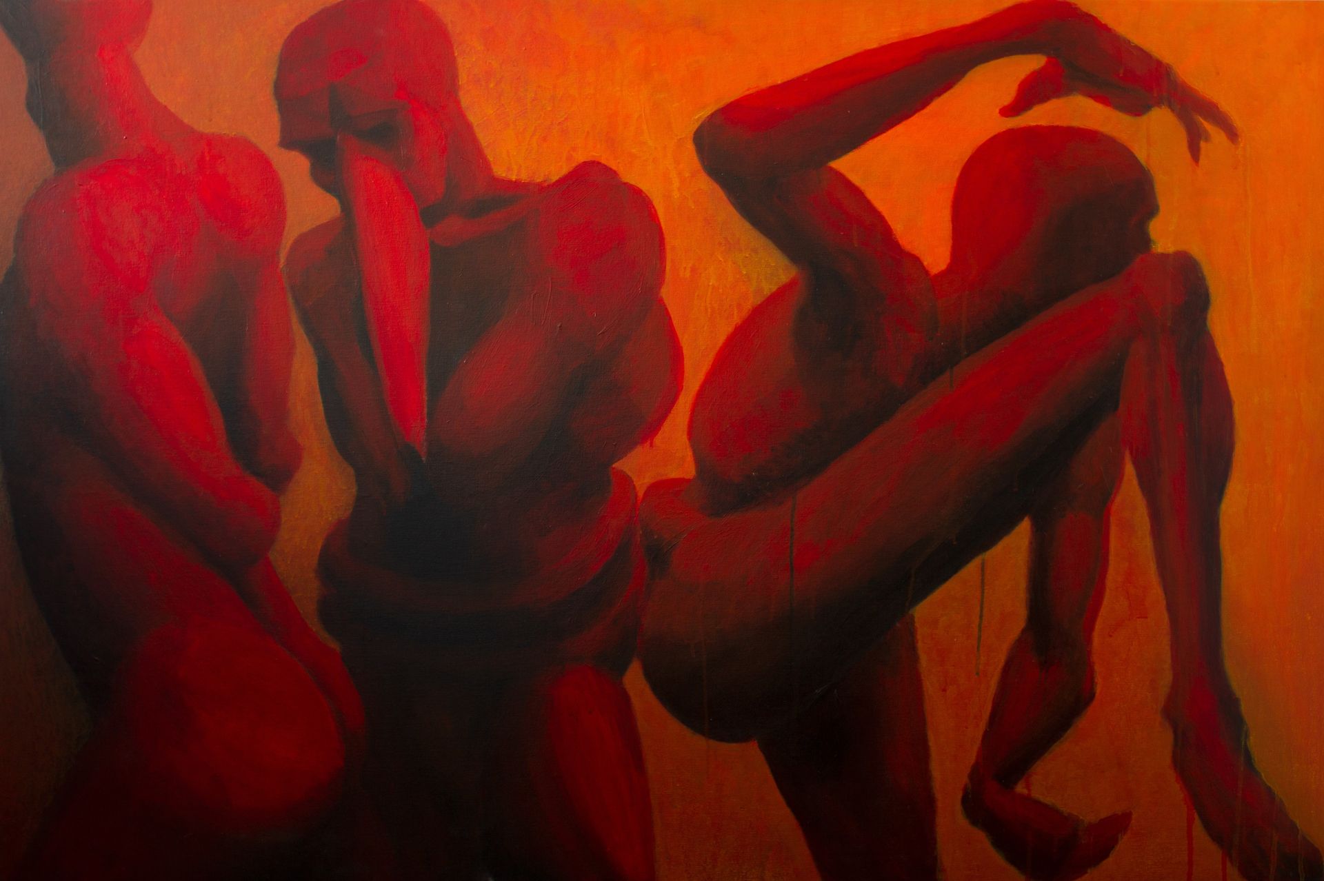 3 Red figures by Thiago Boecan