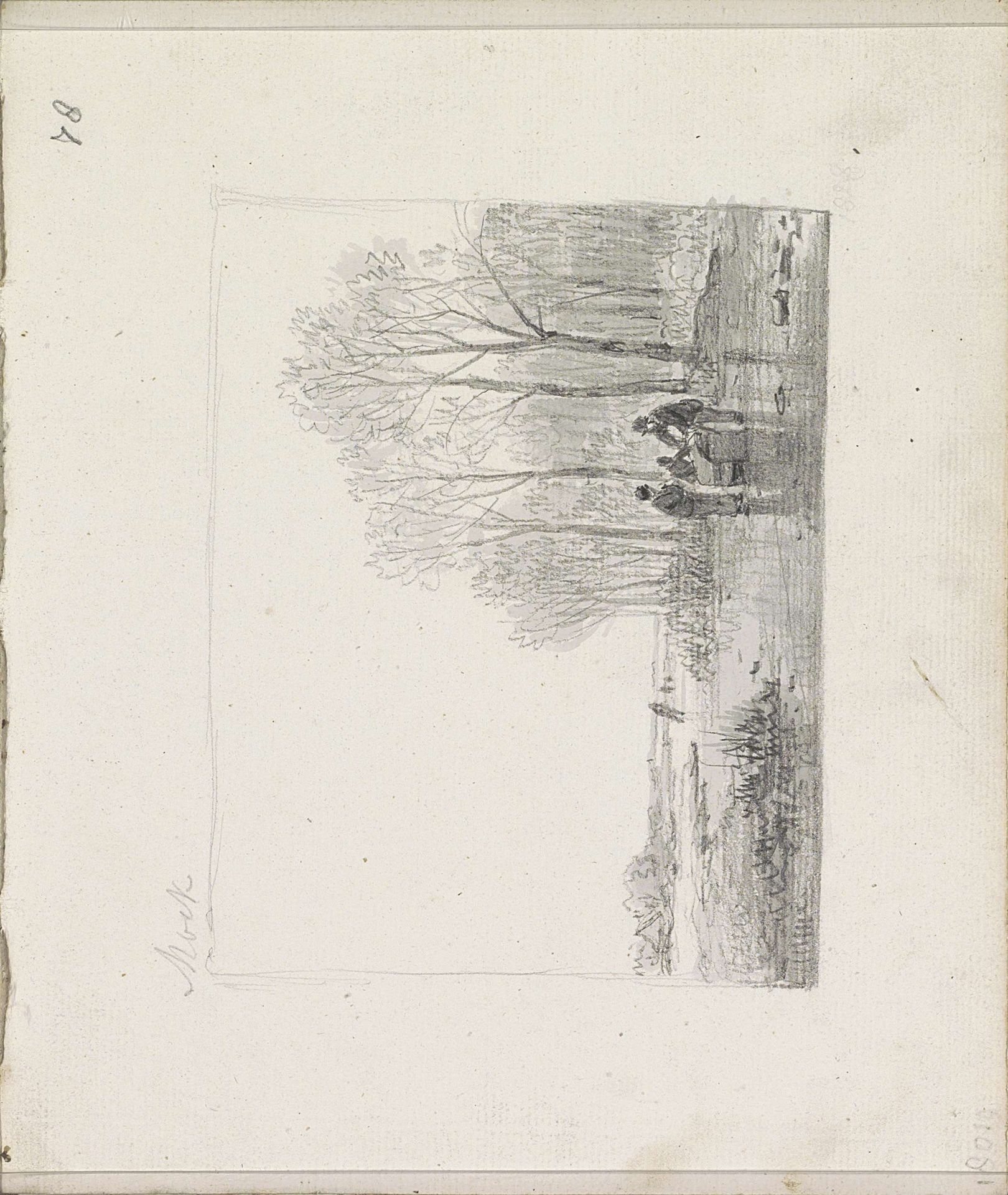 Figuren op een bevroren vaart by Andreas Schelfhout