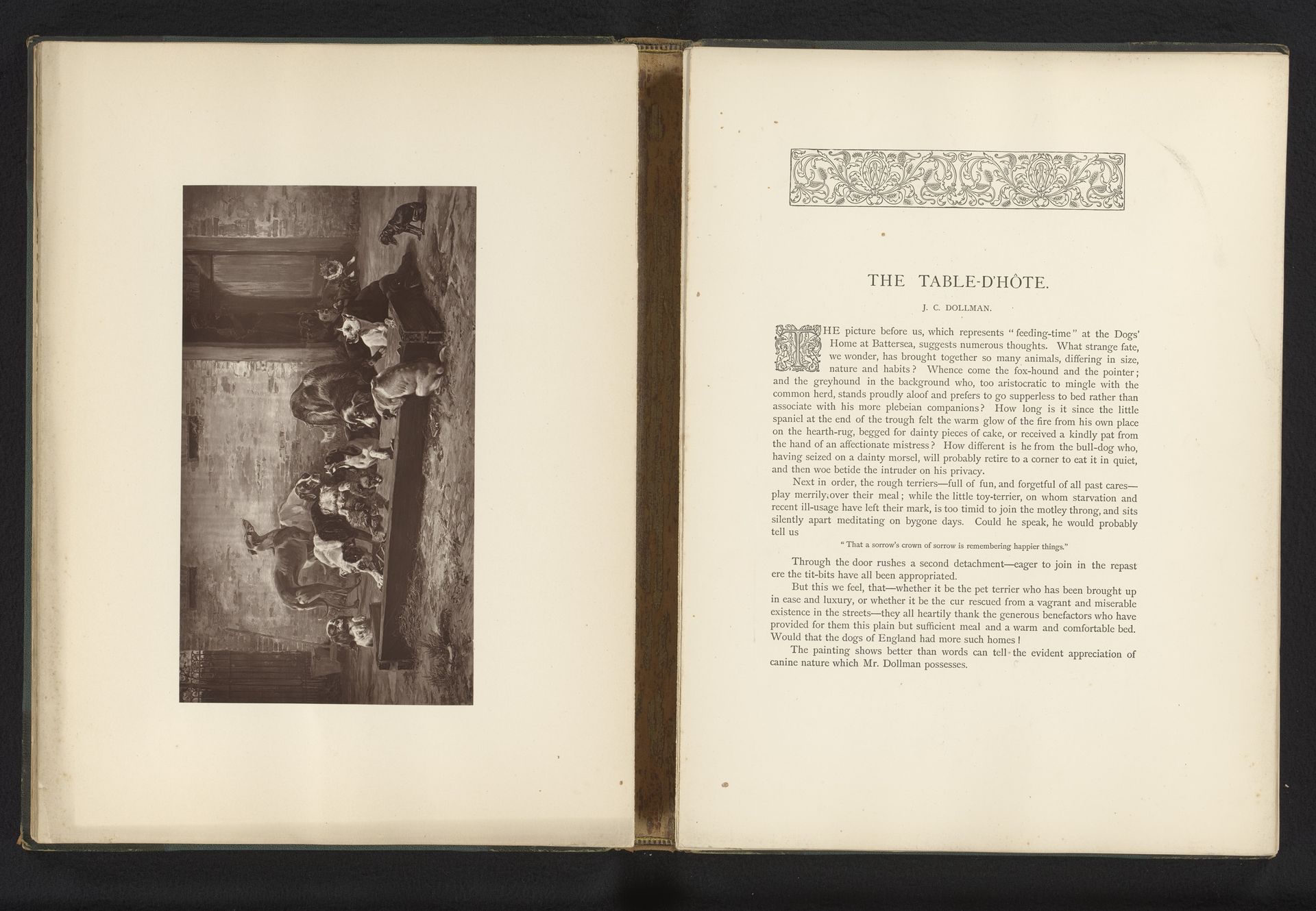 Reproductie van een schilderij van Table d'hôte at a dogs' home door John Charles Dollman by Anonymous