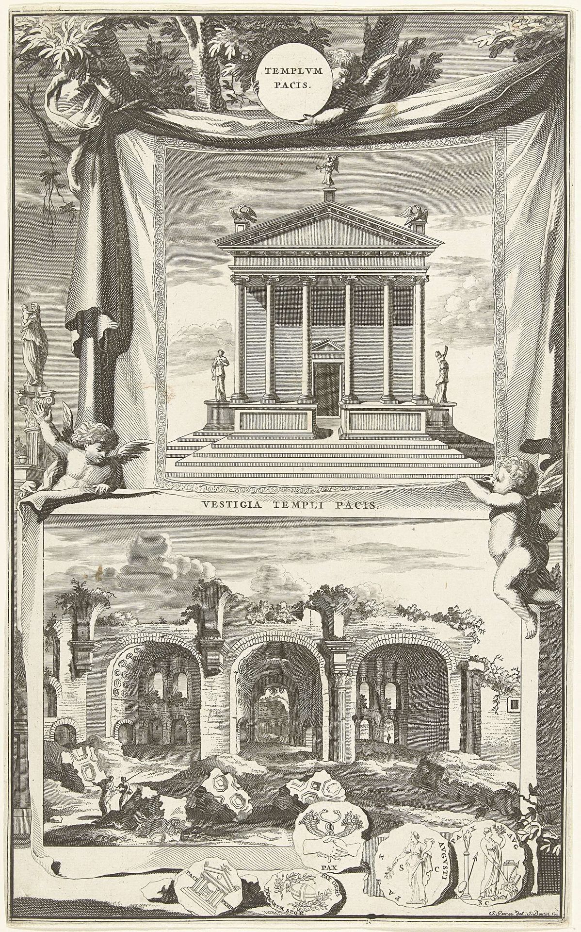 Twee gezichten op de Vredestempel in Rome by Jacobus Baptist