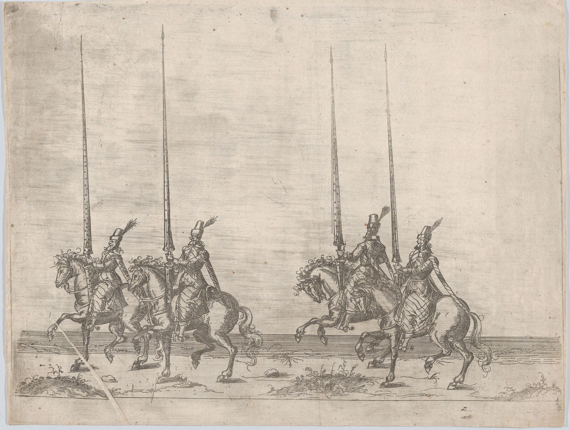 Procession, with four men riding horses by Anonymous