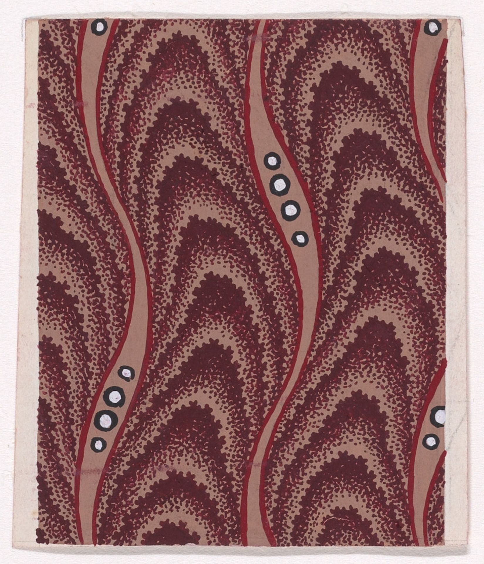 Textile Design with Undulating Vertical Strips of Overlapping Scales Separated by Undulating Ribbons and Pearls by Anonymous