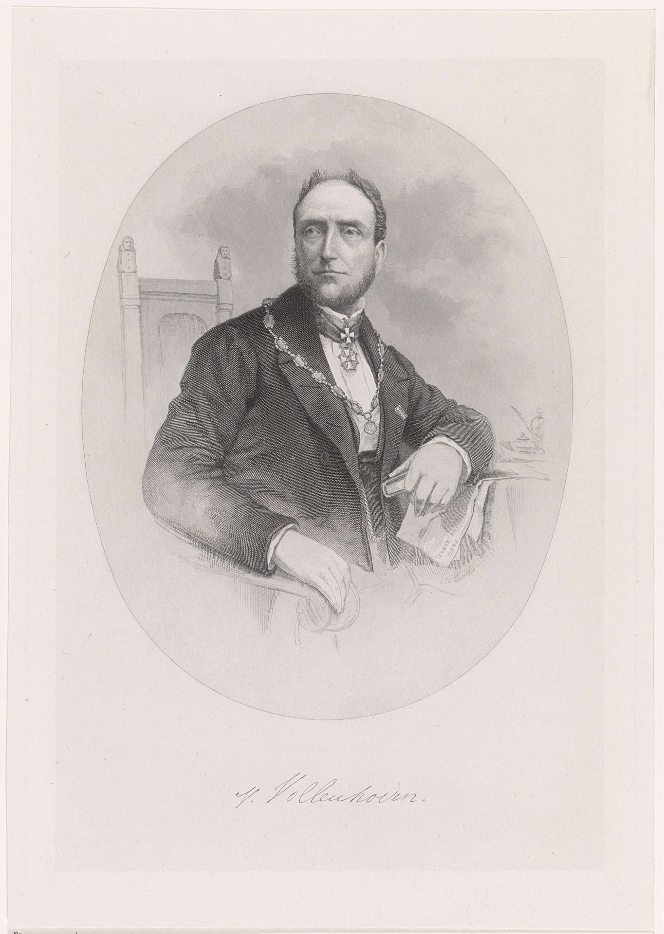 Portret van de Amsterdamse burgemeester Jan Messchert van Vollenhoven by Edouard Taurel