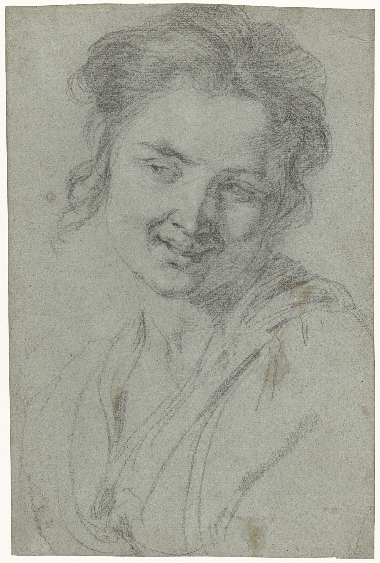 Studie van een lachende vrouw by Johann Liss