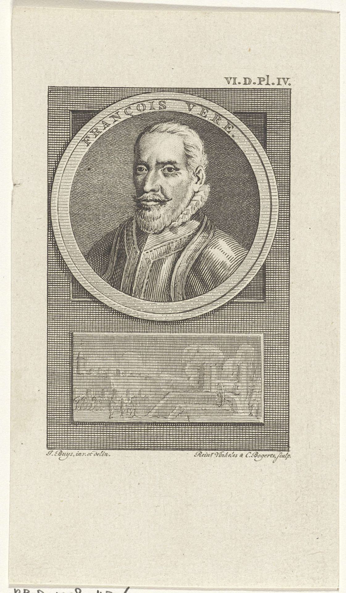 Portret van Francis Vere by Reinier Vinkeles