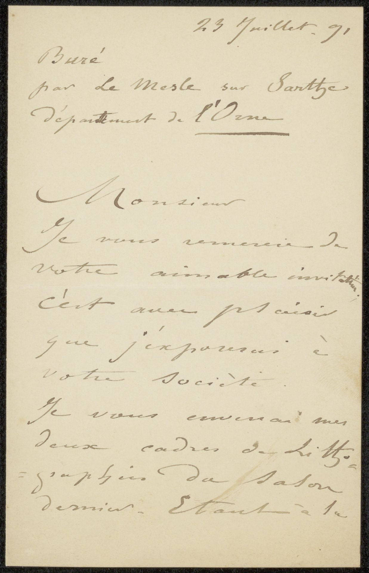 Brief aan Philip Zilcken by Henri Fantin-Latour