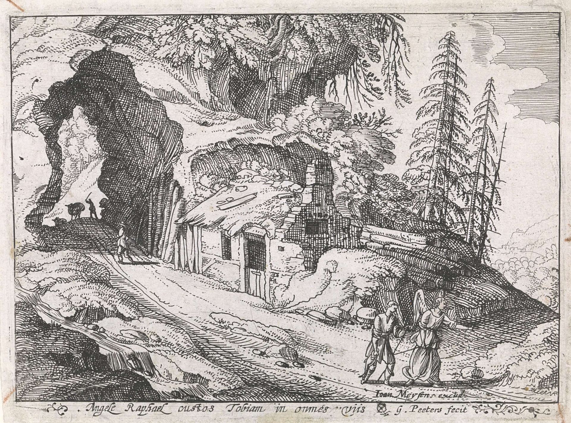 Landschap met Tobias en aartsengel Rafaël by Gillis (I) Peeters