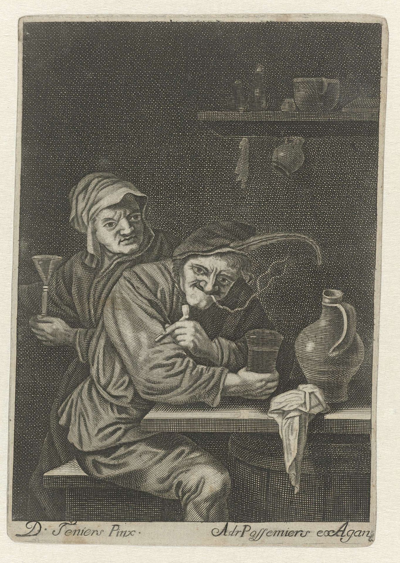 Rokende boer in herberg by Adriaen Possemiers