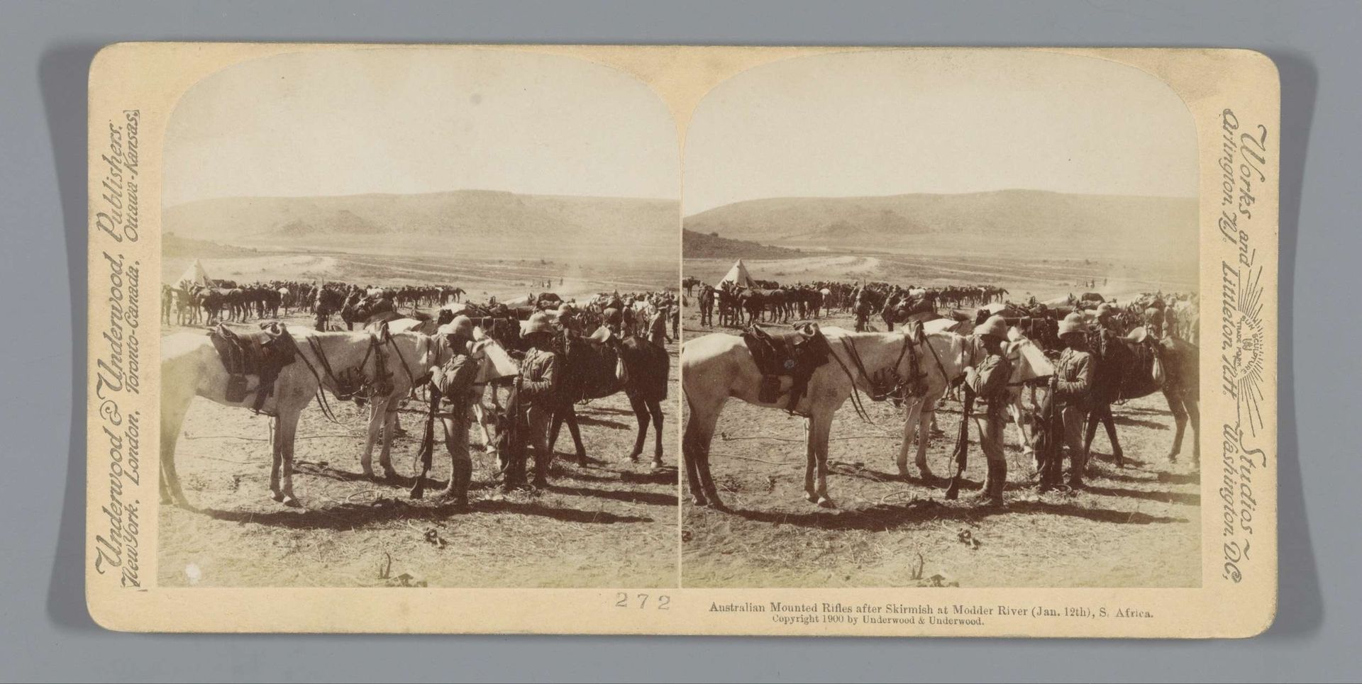 Australische soldaten te paard na een gevecht bij Modderrivier, Zuid-Afrika by Anonymous