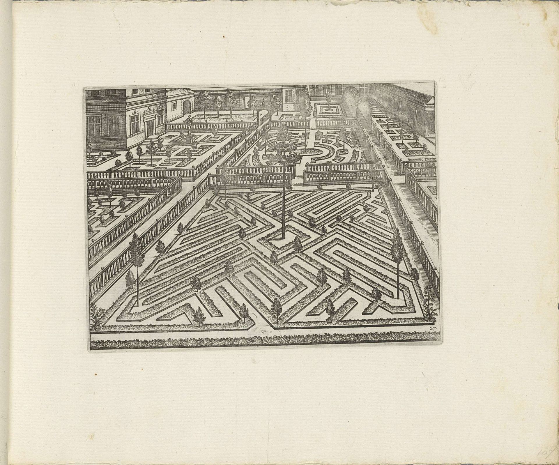 Tuin bestaande uit verschillende parterres by Anonymous