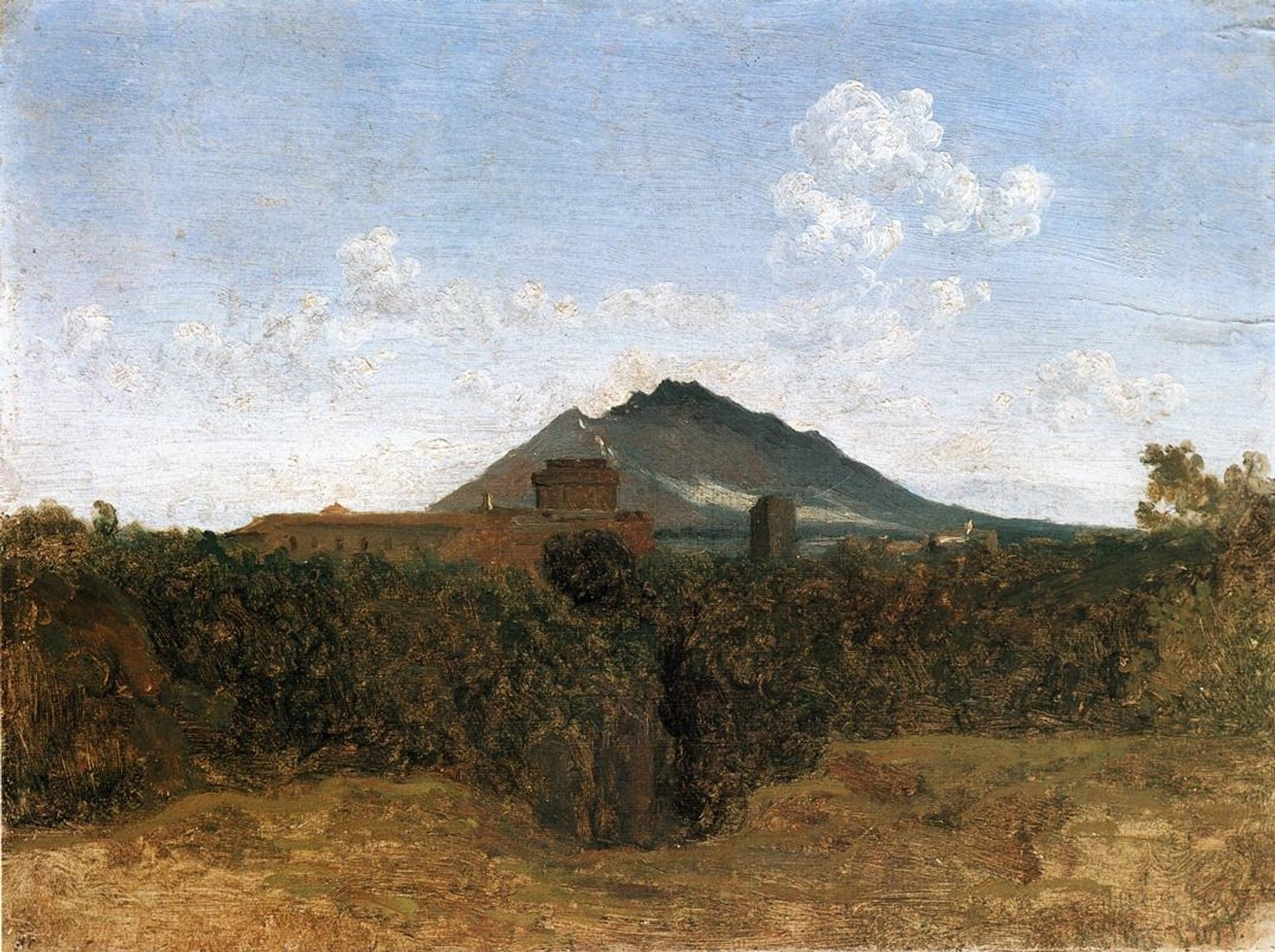 Roman Countryside Rocky Valley with a Herd of Pigs by Camille Corot