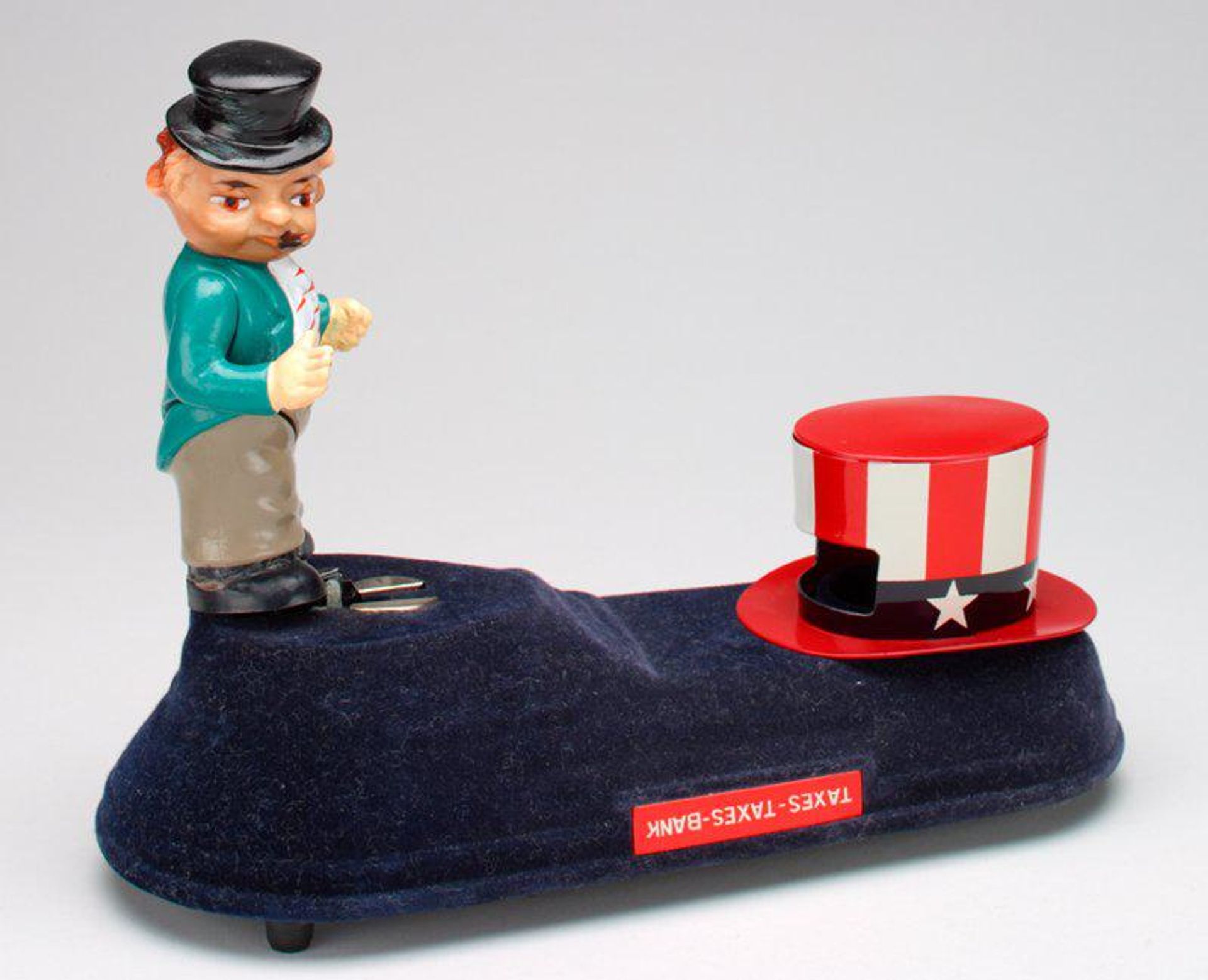 -Taxes Taxes- mechanical bank by Anonymous