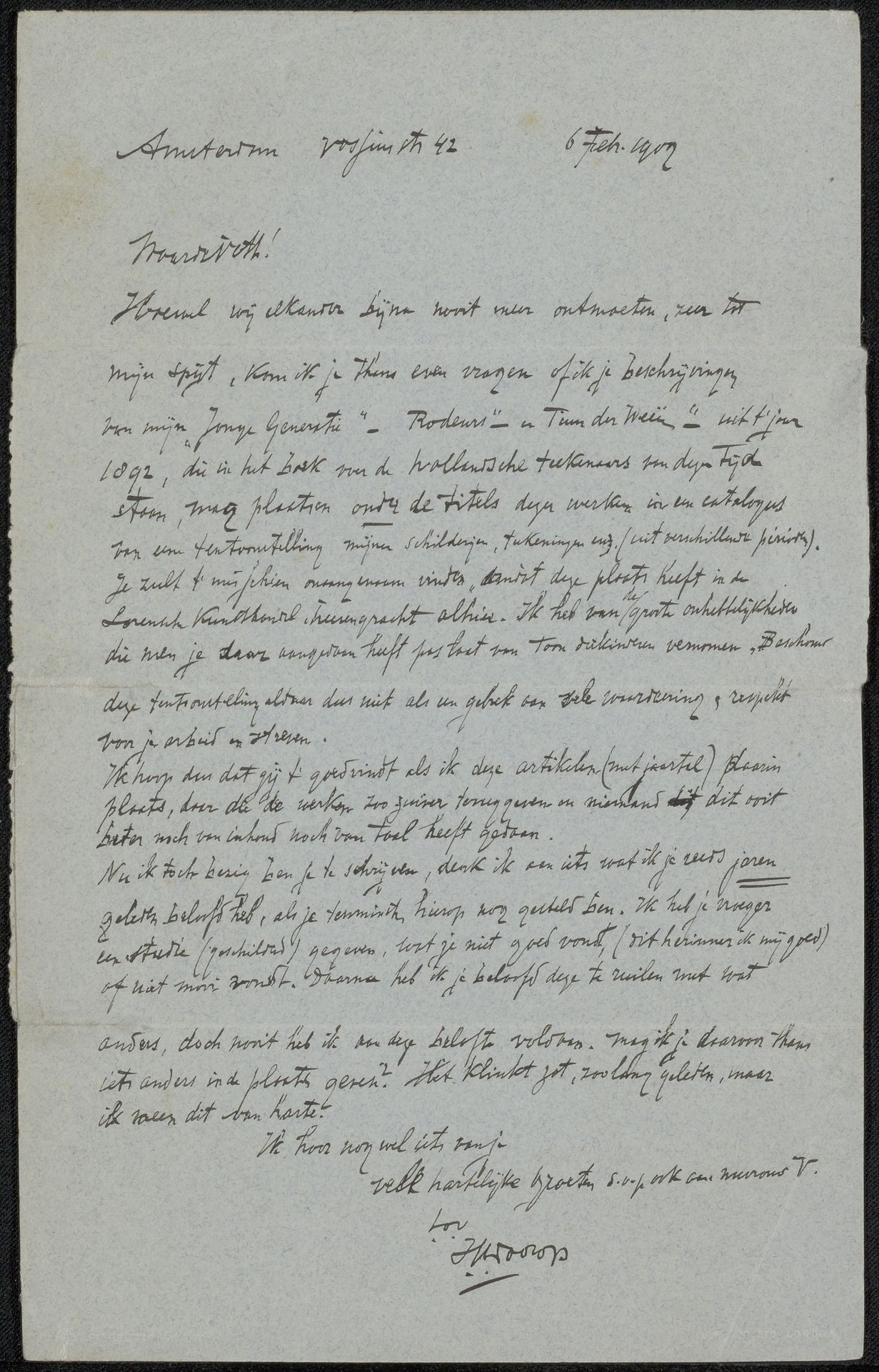 Brief aan Jan Veth by Jan Toorop