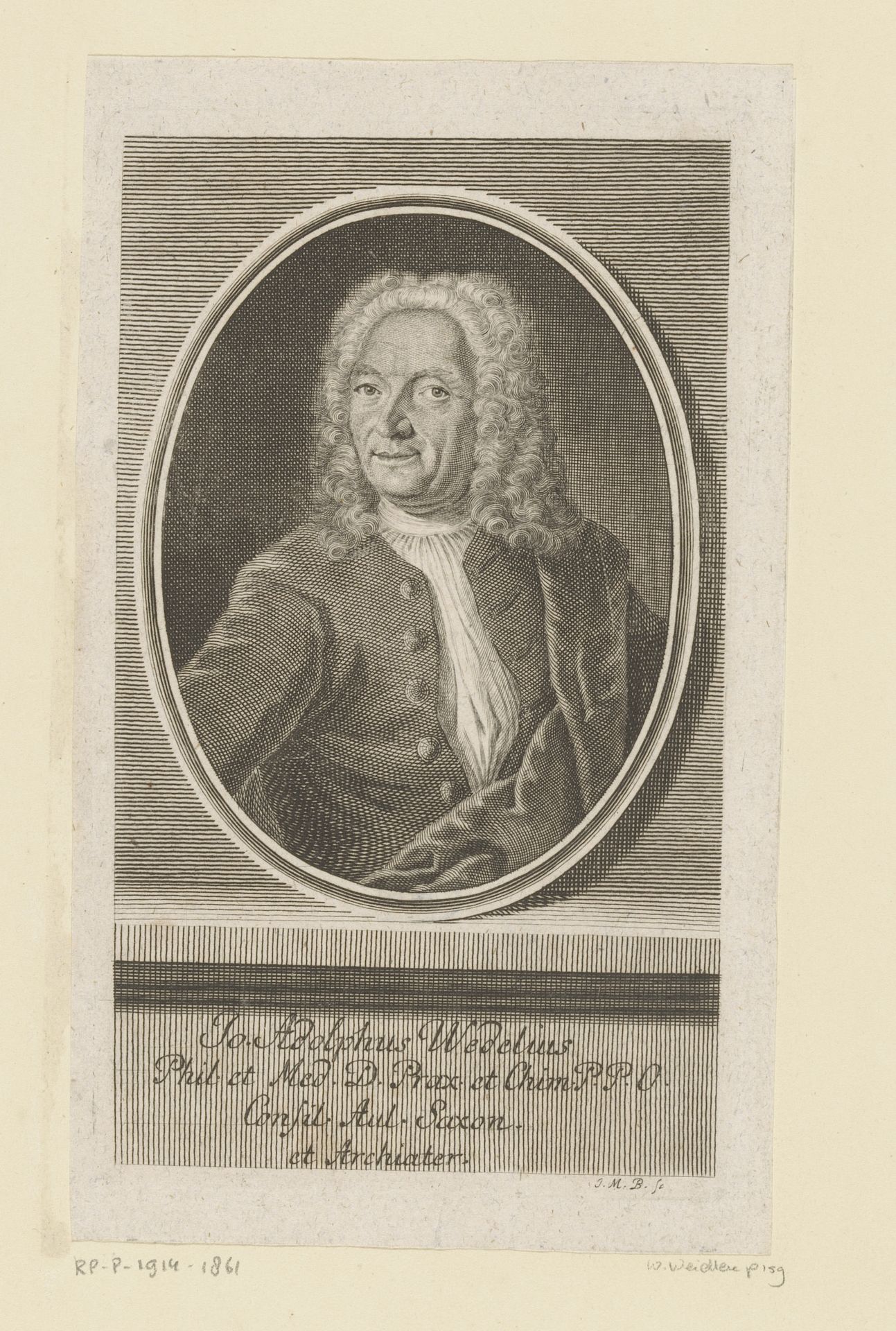 Portret van Johann Adolph Wedel by Johann Martin Bernigeroth