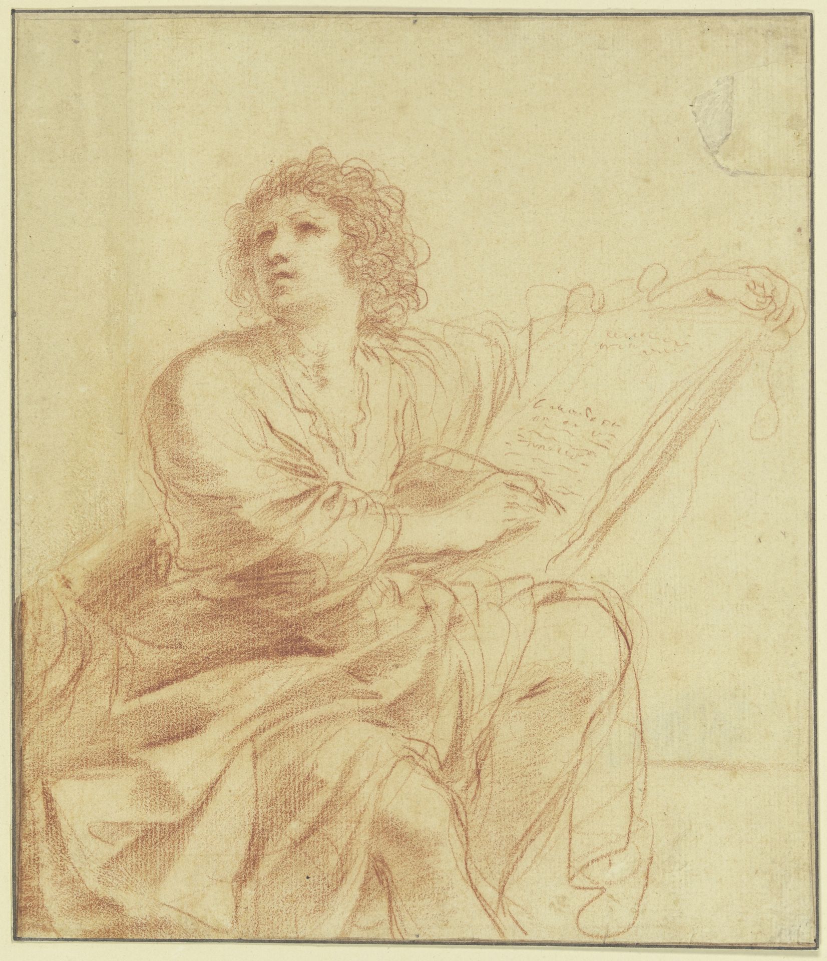 Johannes der Evangelist, sitzend und schreibend by Guercino (Giovanni Francesco Barbieri)