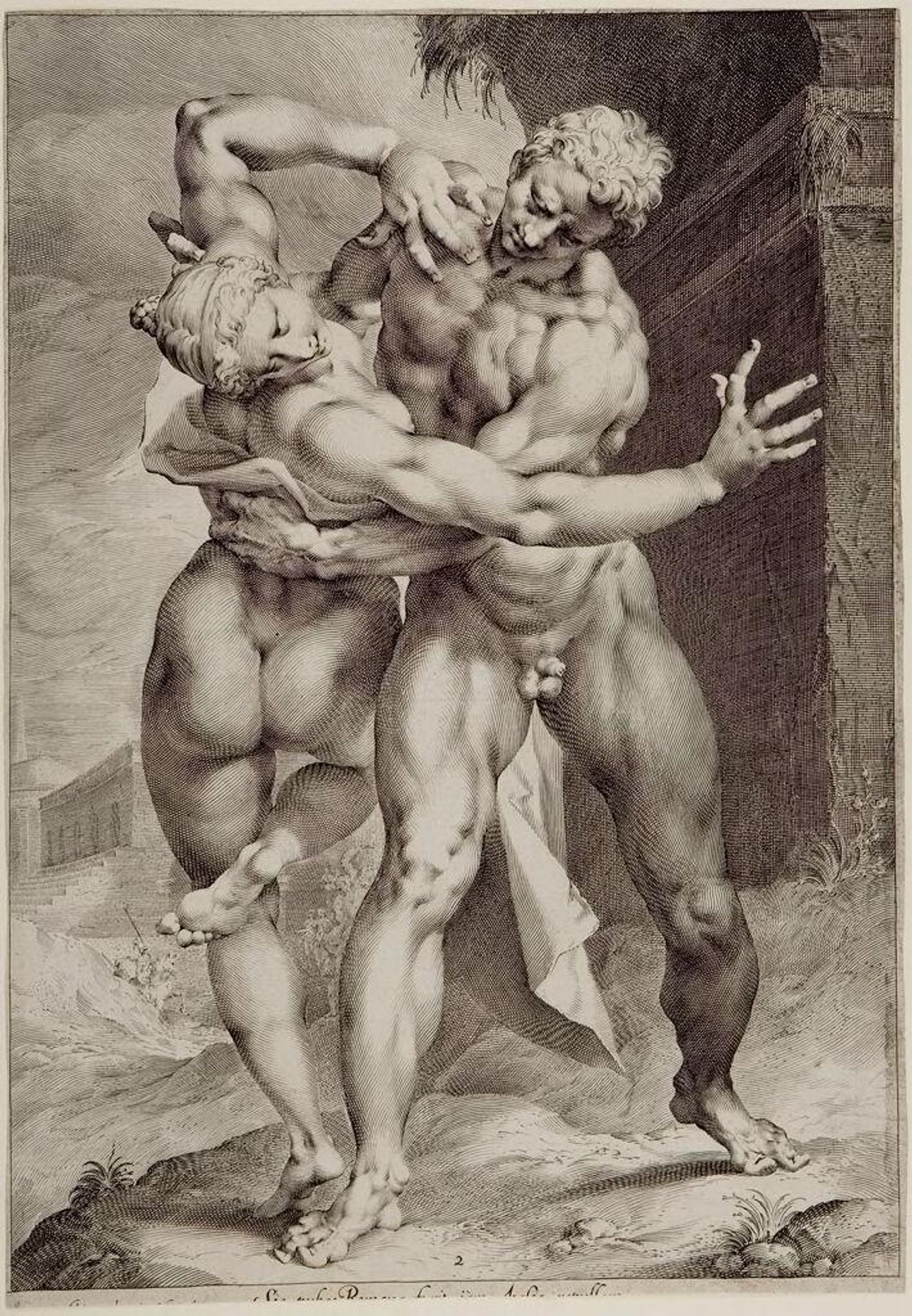 The Rape of a Sabine Woman Seen from  the Back, Her Face Visible by Jan Harmensz. Muller