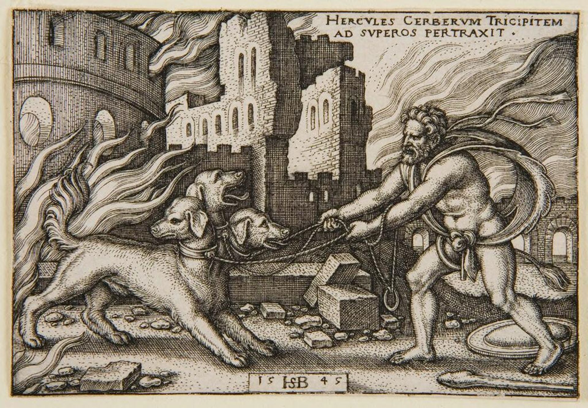 Hercules and Cerebus by Sebald Beham