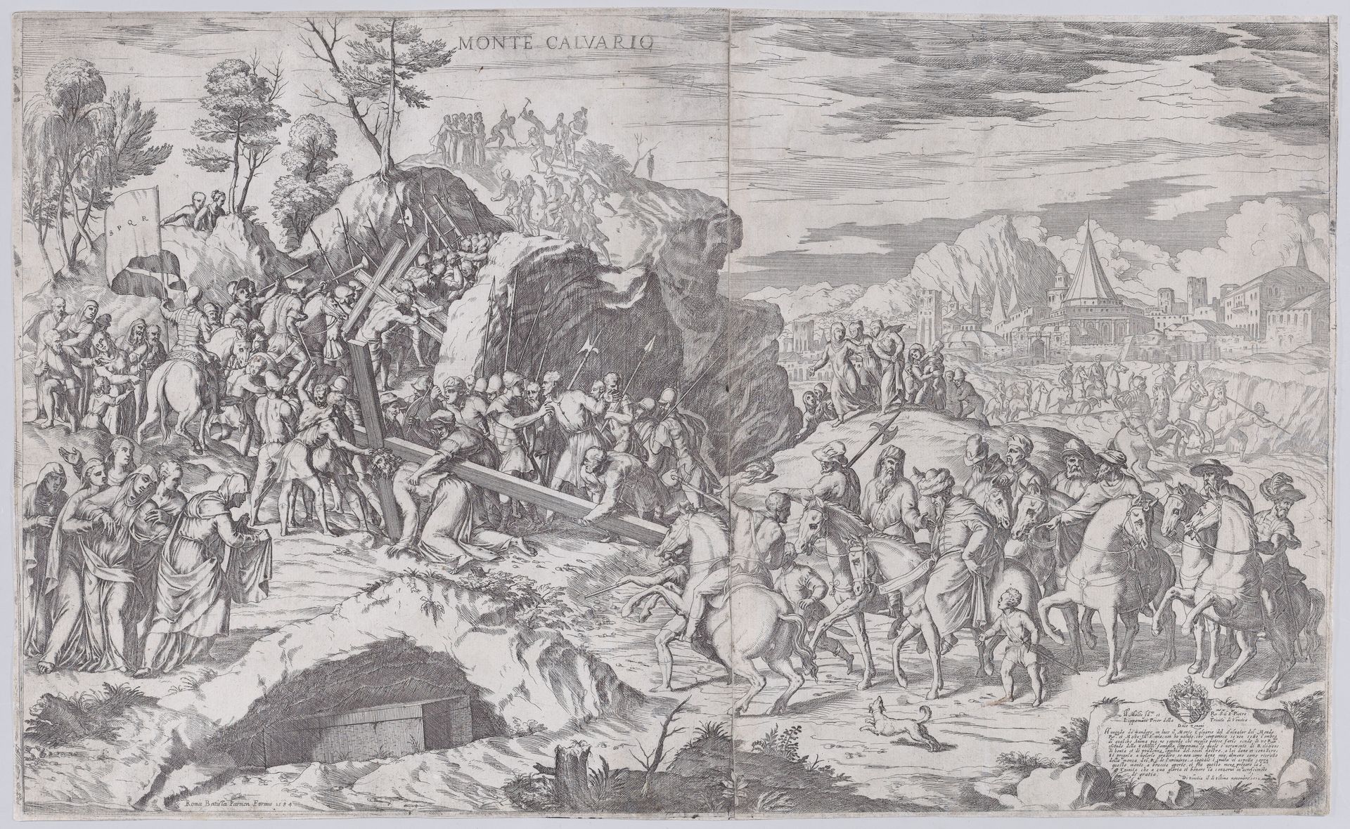Christ falling on the road to Calvary, from two plates by Giovanni Battista Fontana
