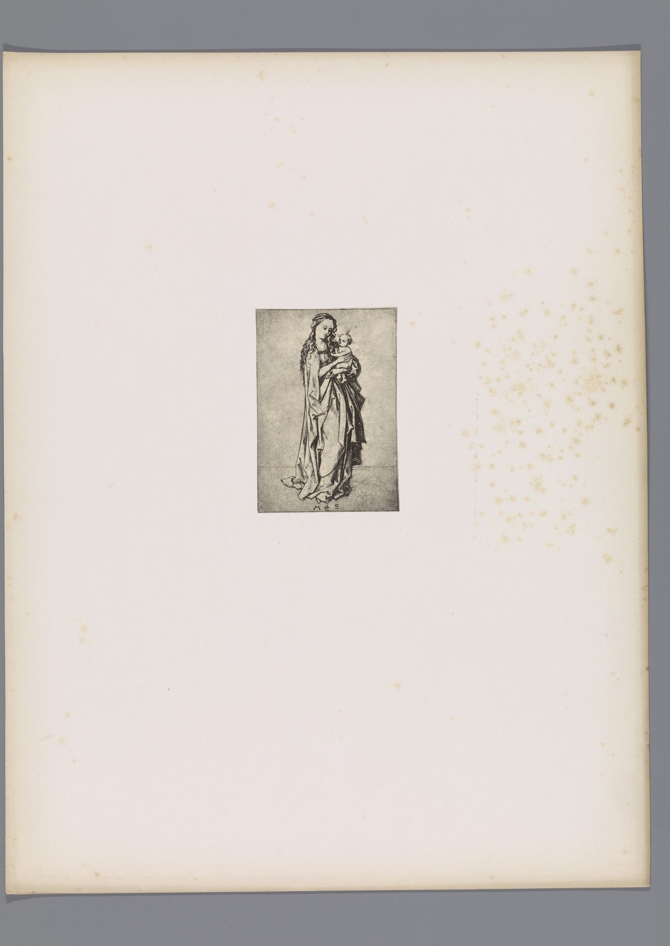 Reproductie van een prent van Maria met Christus als kind door Martin Schongauer by Simonau & Toovey
