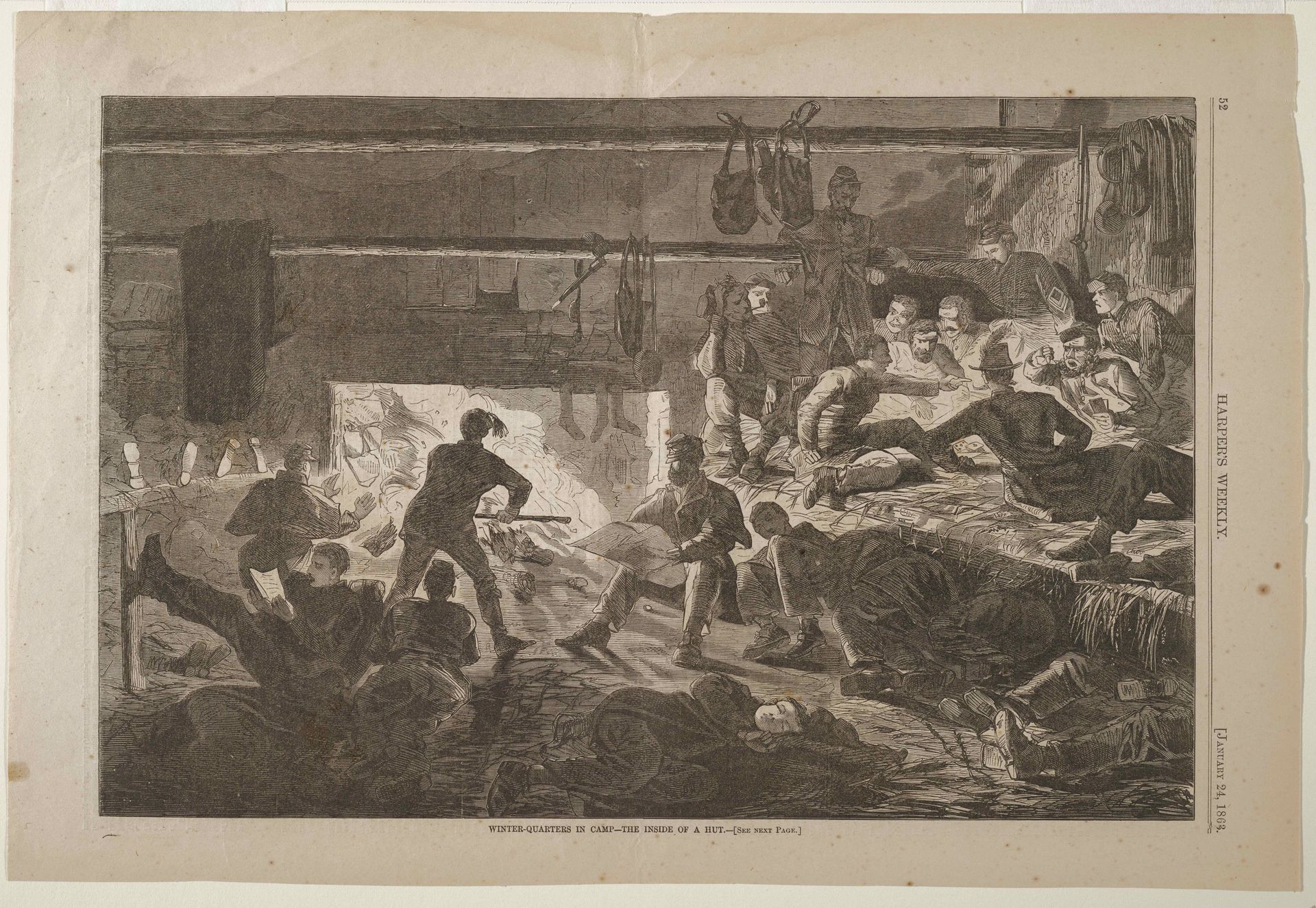 Winter Quarters in Camp - The Inside of a Hut by Winslow Homer